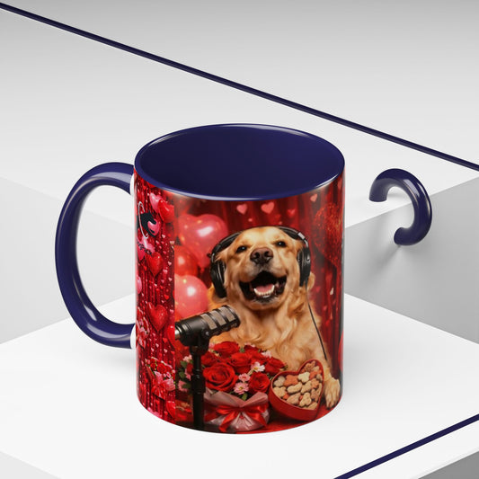 Goldie & Frenchie 'Valentines Day' Accent Coffee Mug – Choose your Color Interior (11/15oz)