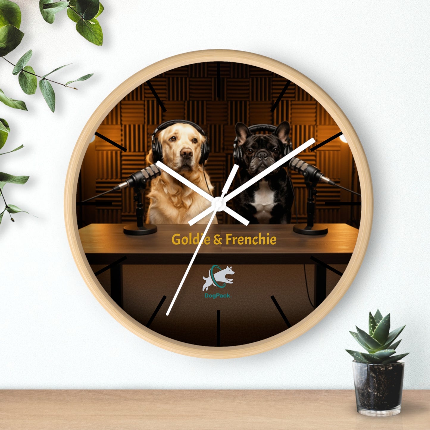 Goldie & Frenchie 'On-Air' Podcast Wall Clock