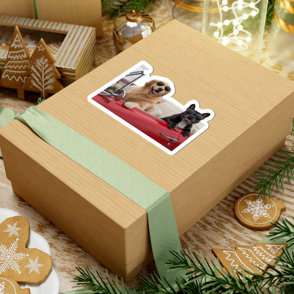 Goldie & Frenchie Top Down - Kiss-Cut Sticker