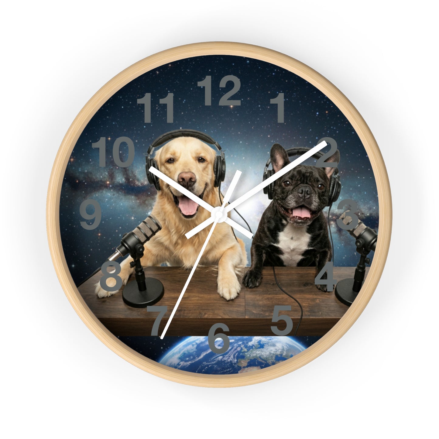Goldie & Frenchie 'Broadcasting from Space' Wall Clock