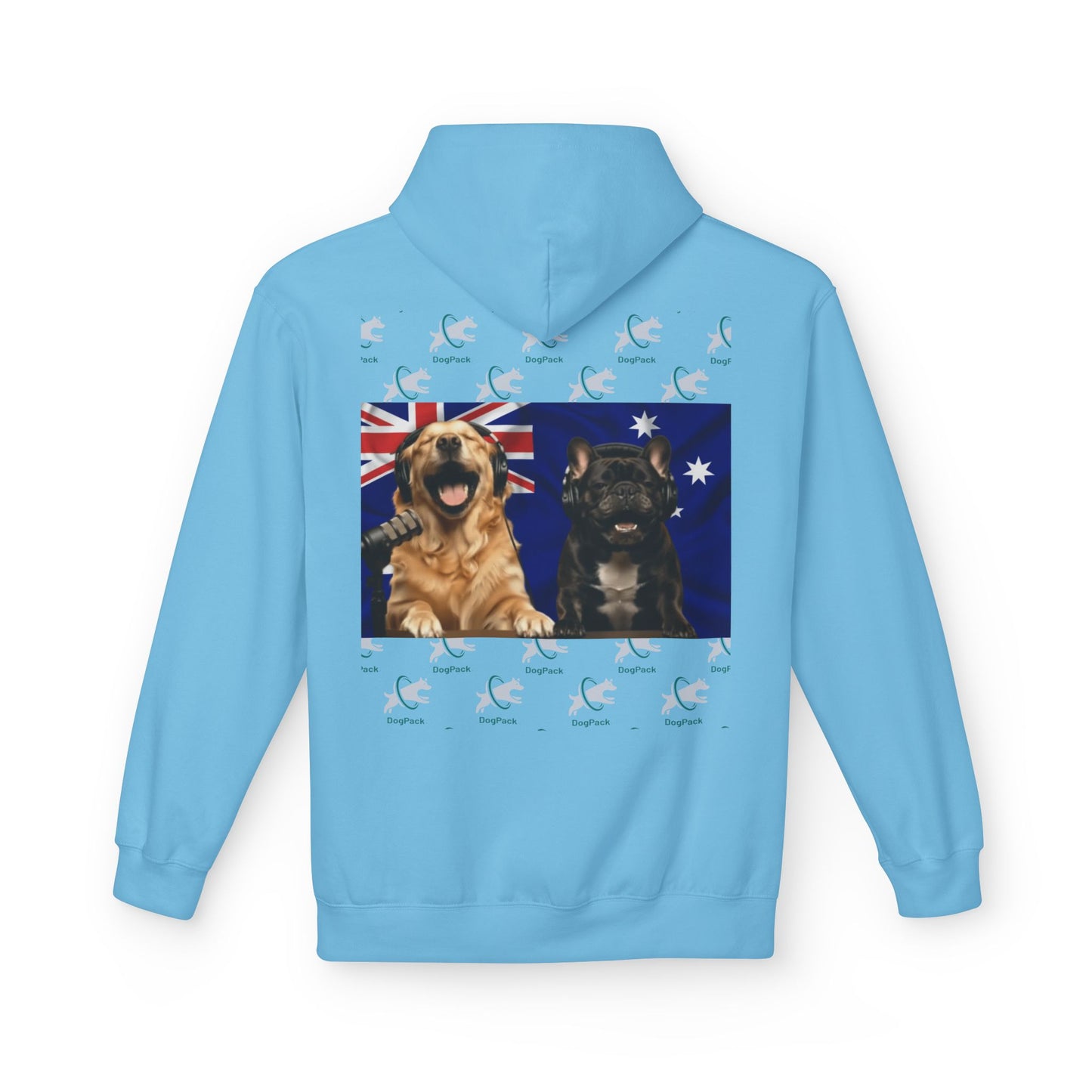 Goldie & Frenchie Repeating Pattern with Australia Flag Hoodie — Front & Back Print - Ships from Australia + New Zealand