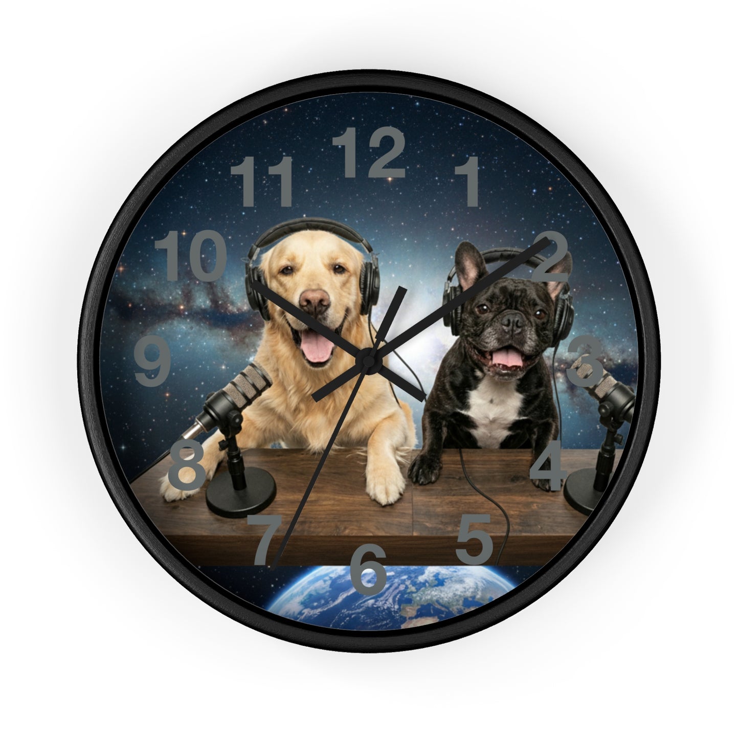 Goldie & Frenchie 'Broadcasting from Space' Wall Clock