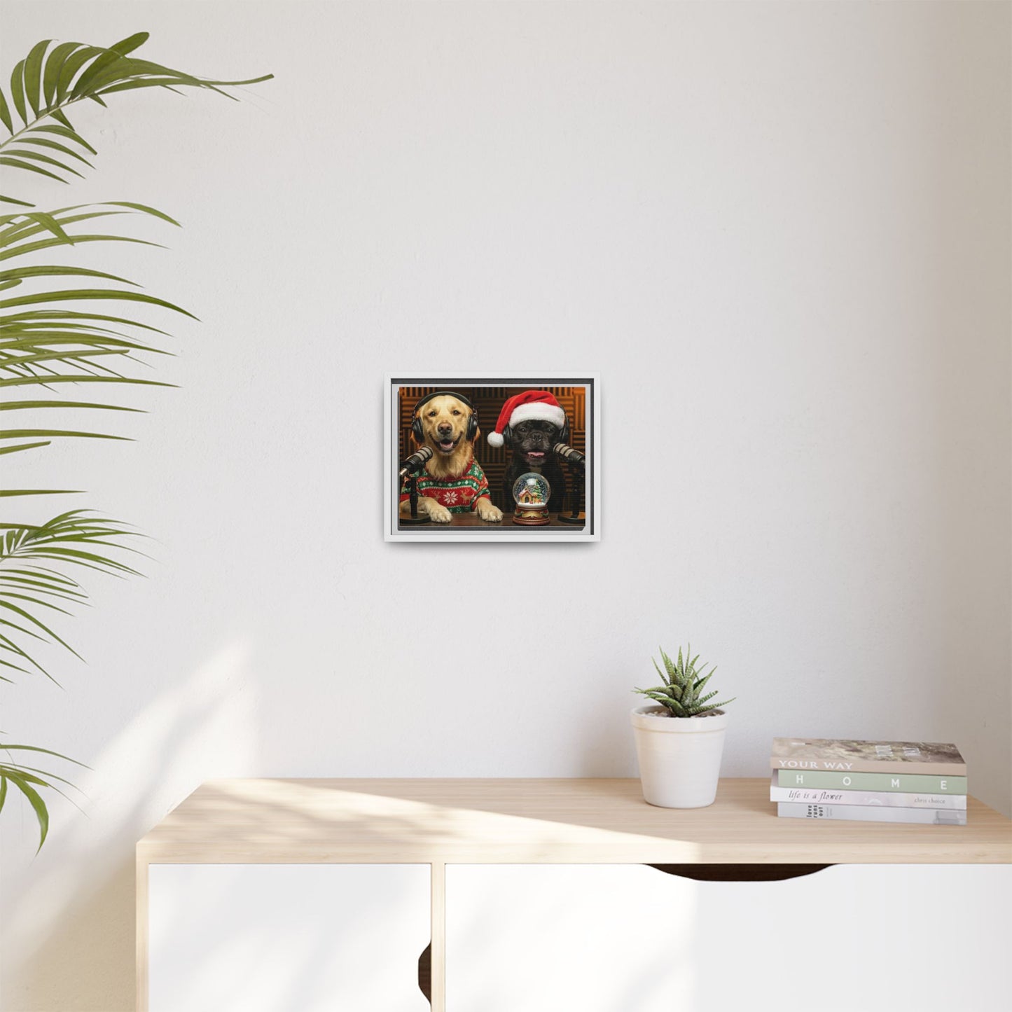 Goldie & Frenchie Christmas Podcast Matte Canvas Print (Framed)
