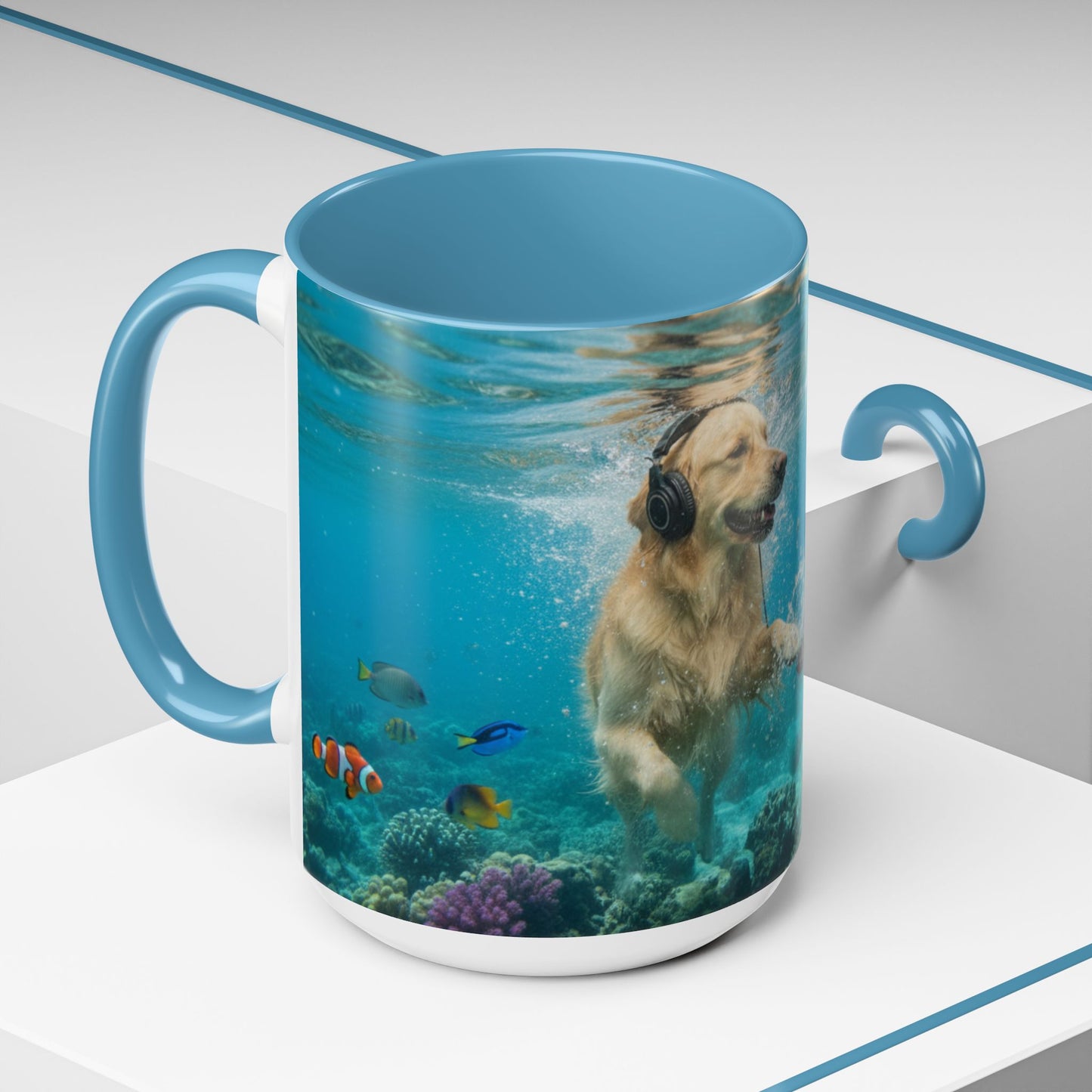 Goldie & Frenchie 'Let's go Deep' Accent Coffee Mug – Choose your Color Interior (11/15oz)