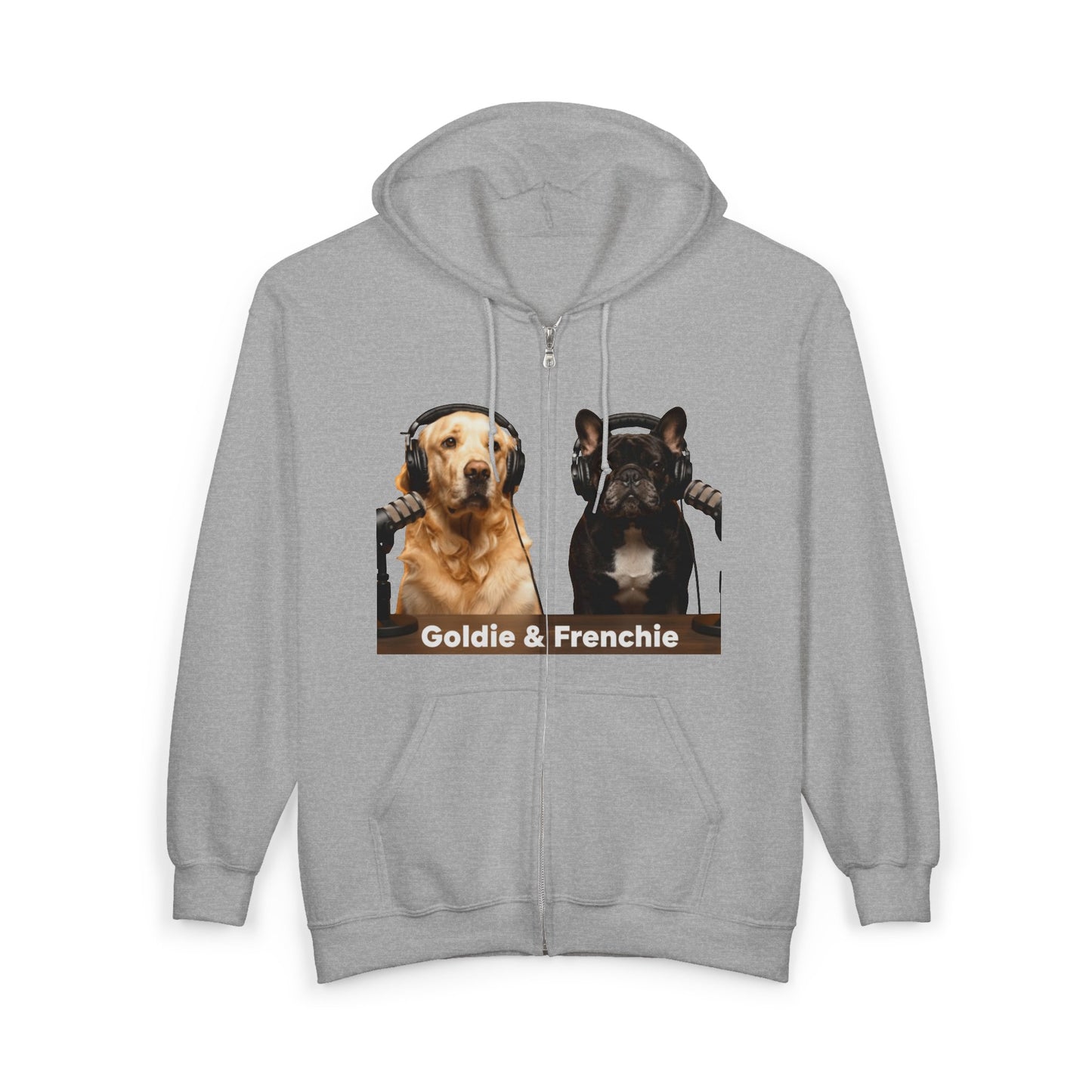 Goldie & Frenchie Podcast Full-Zip Hoodie - Front and Back - Ships from Australia + New Zealand