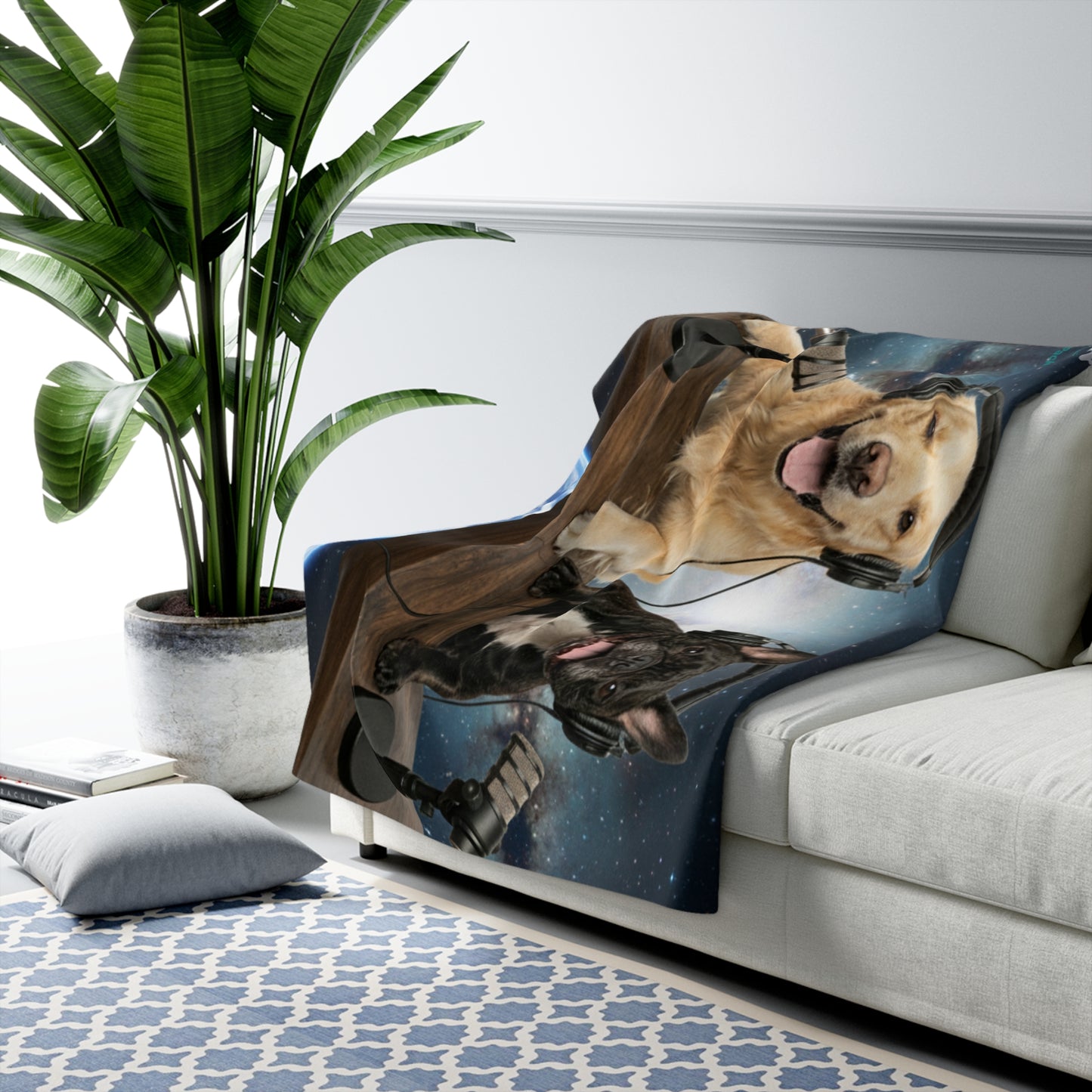Goldie & Frenchie Sherpa Fleece Blanket — Broadcasting from Space