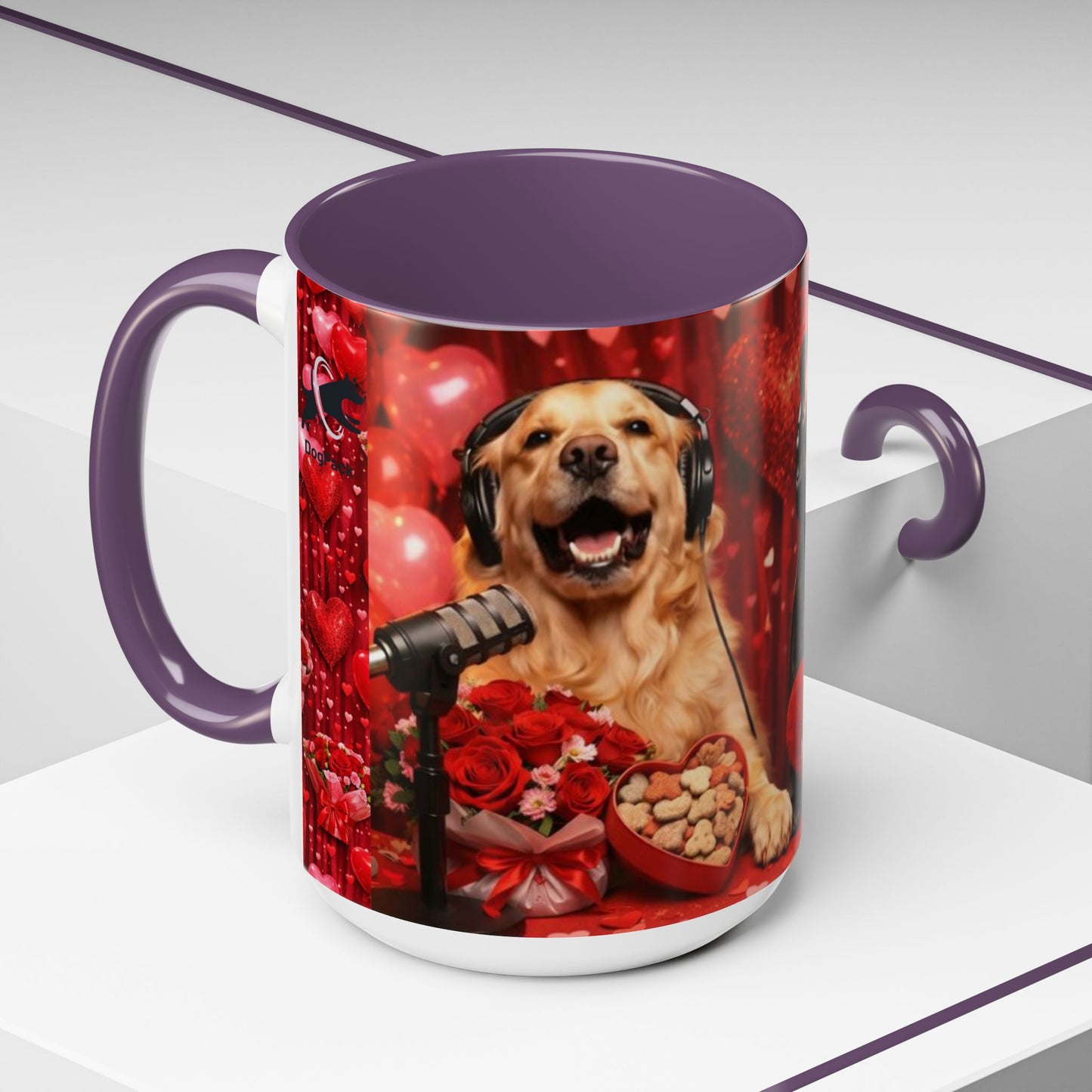 Goldie & Frenchie 'Valentines Day' Accent Coffee Mug – Choose your Color Interior (11/15oz)