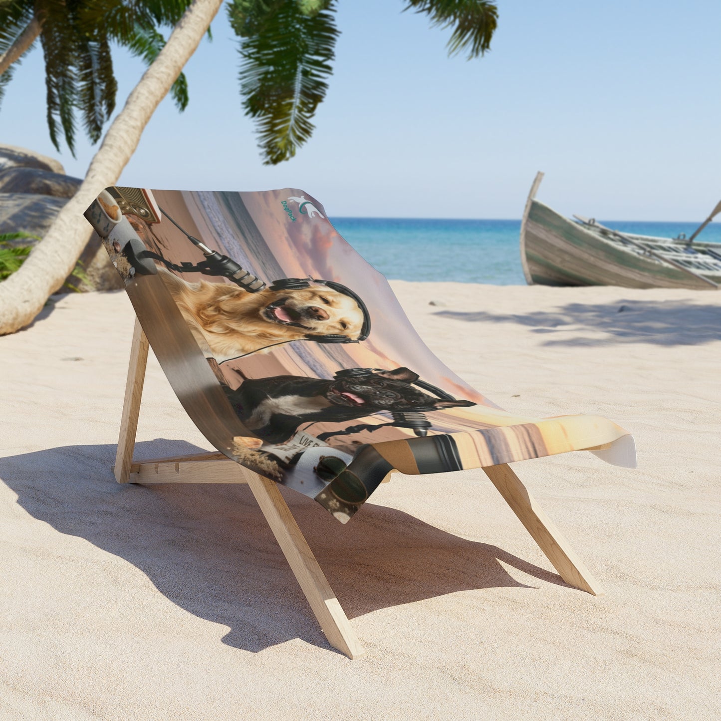 Goldie & Frenchie Beach Towel - Working on the Beach