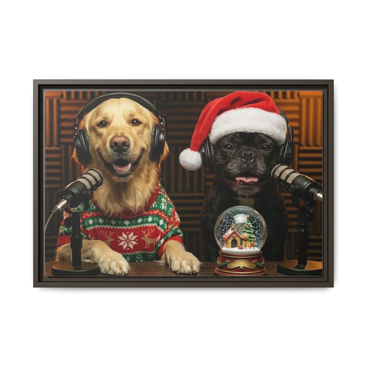 Goldie & Frenchie Christmas Podcast Matte Canvas Print (Framed)