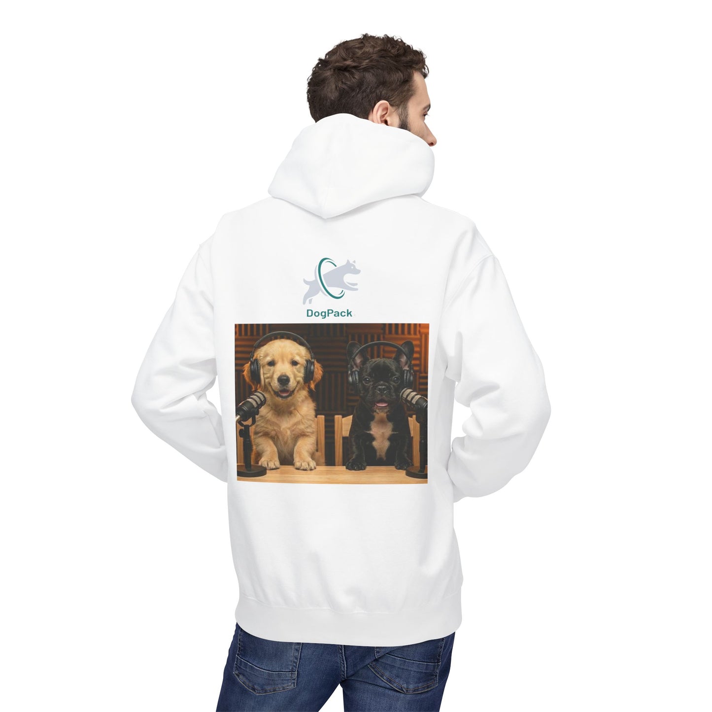 Puppies Goldie & Frenchie Front and Back Print - Soft Style Podcast Hoodie