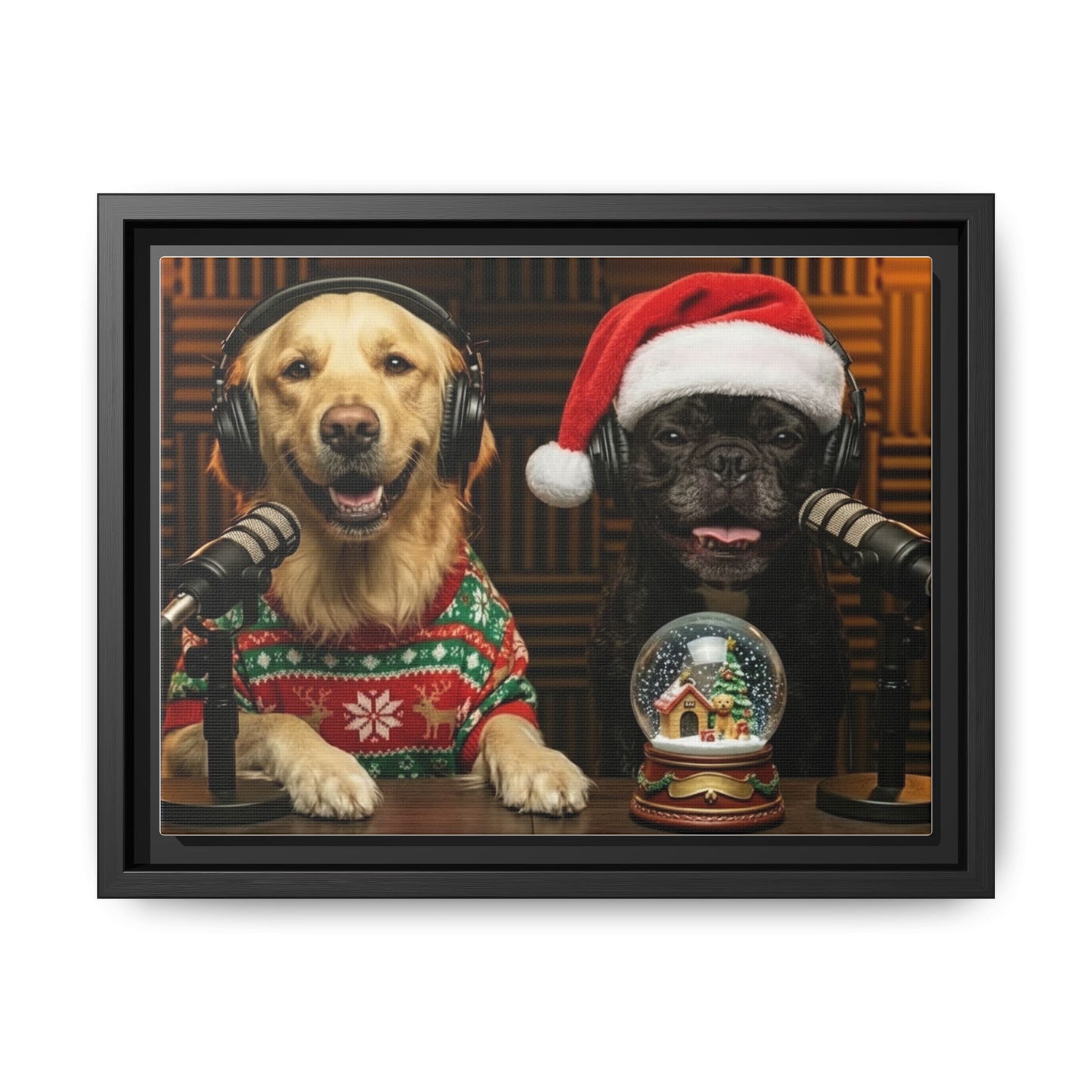 Goldie & Frenchie Christmas Podcast Matte Canvas Print (Framed)