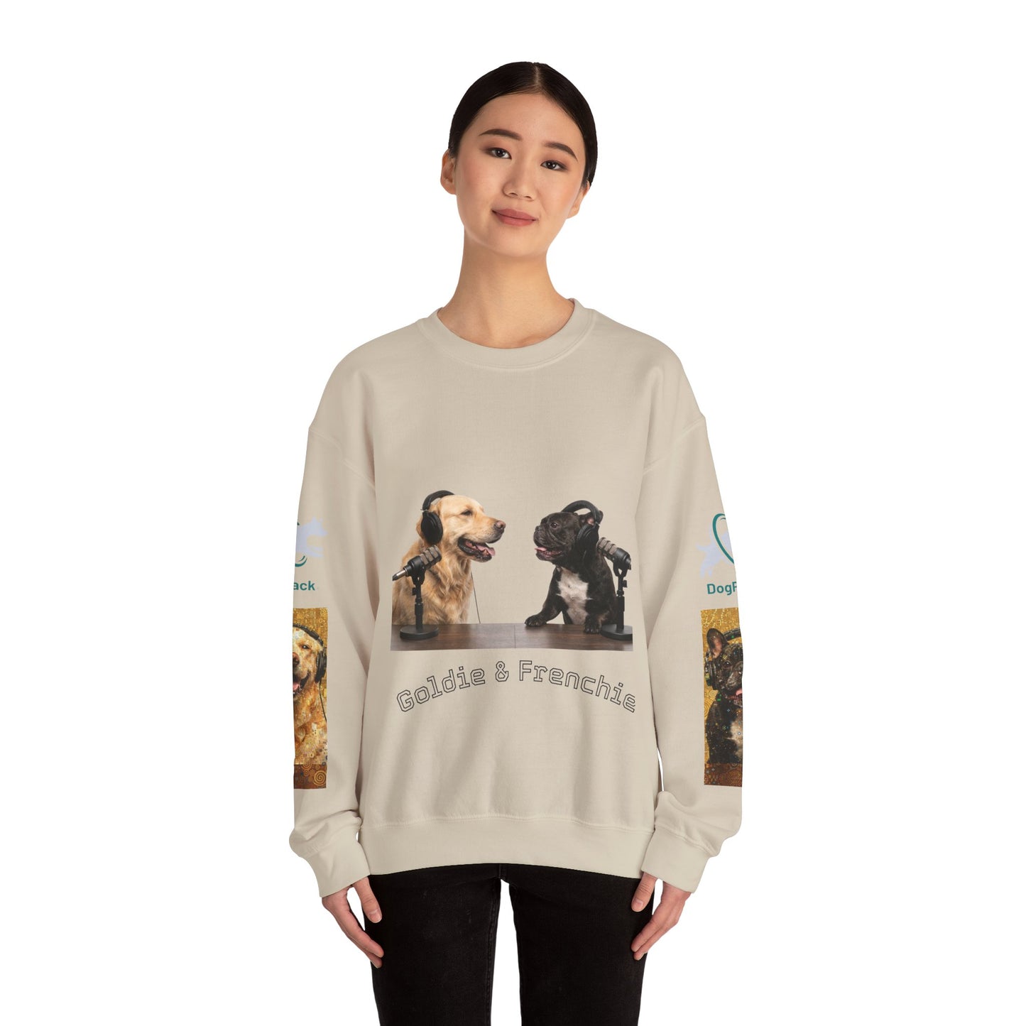 Goldie & Frenchie Chatting Crewneck with Klimt style G&F sleeves
