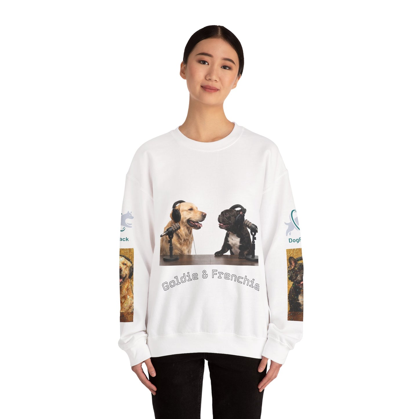 Goldie & Frenchie Chatting Crewneck with Klimt style G&F sleeves