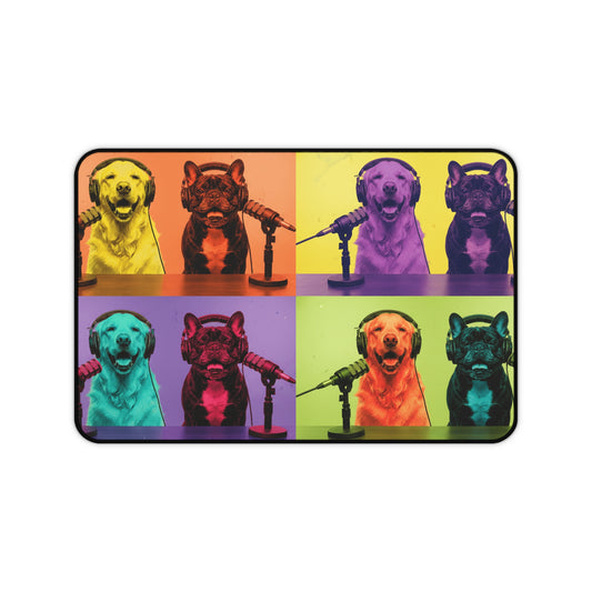 Goldie & Frenchie Warhol Inspired Desk Mat -- Colorful Pop-Art Microphone Mouse Pad