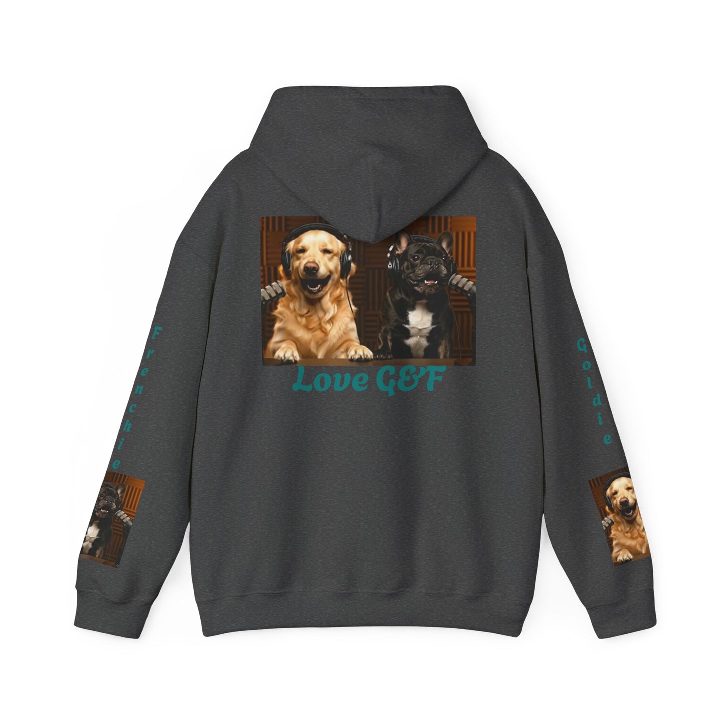 Goldie & Frenchie Hoodie — "Love G&F" Back and Front