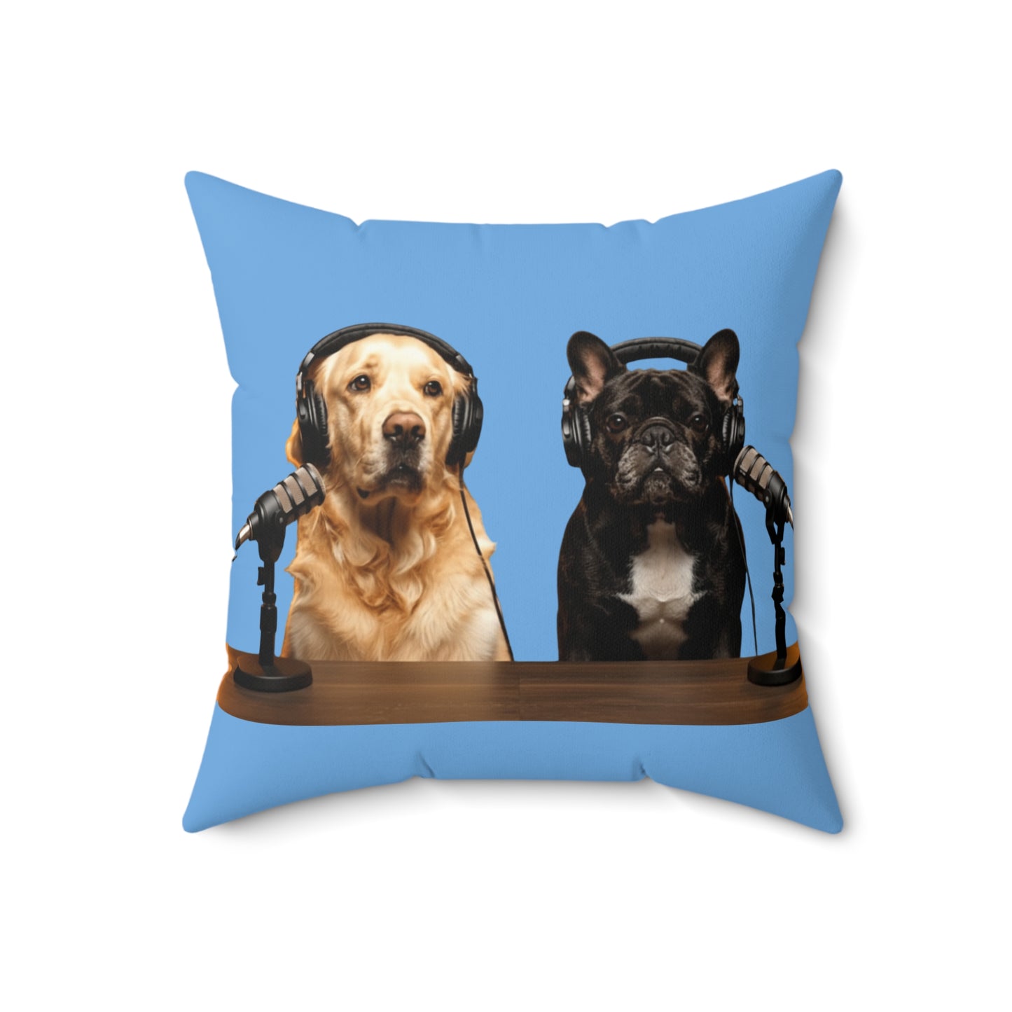 Goldie & Frenchie DogPack Podcast Pillow in Light Blue
