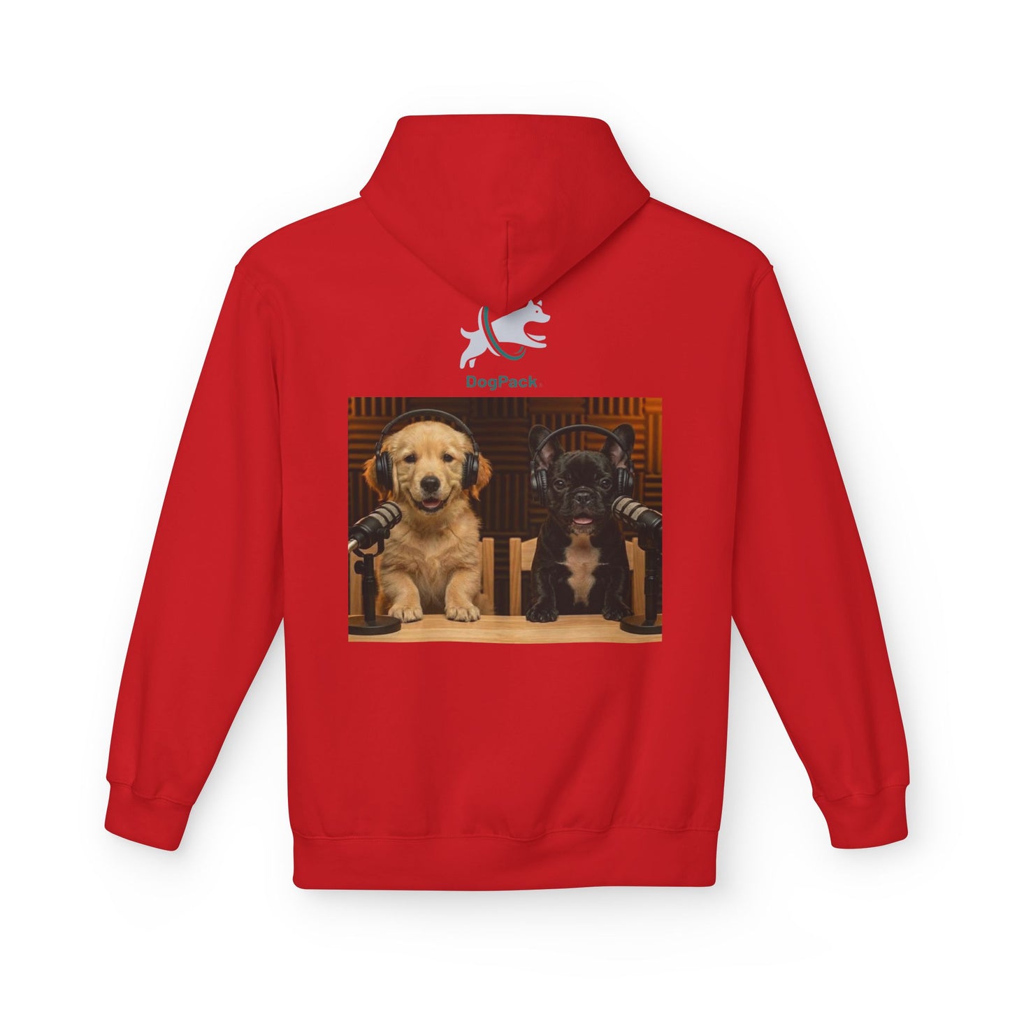 Puppies Goldie & Frenchie Front and Back Print - Soft Style Podcast Hoodie