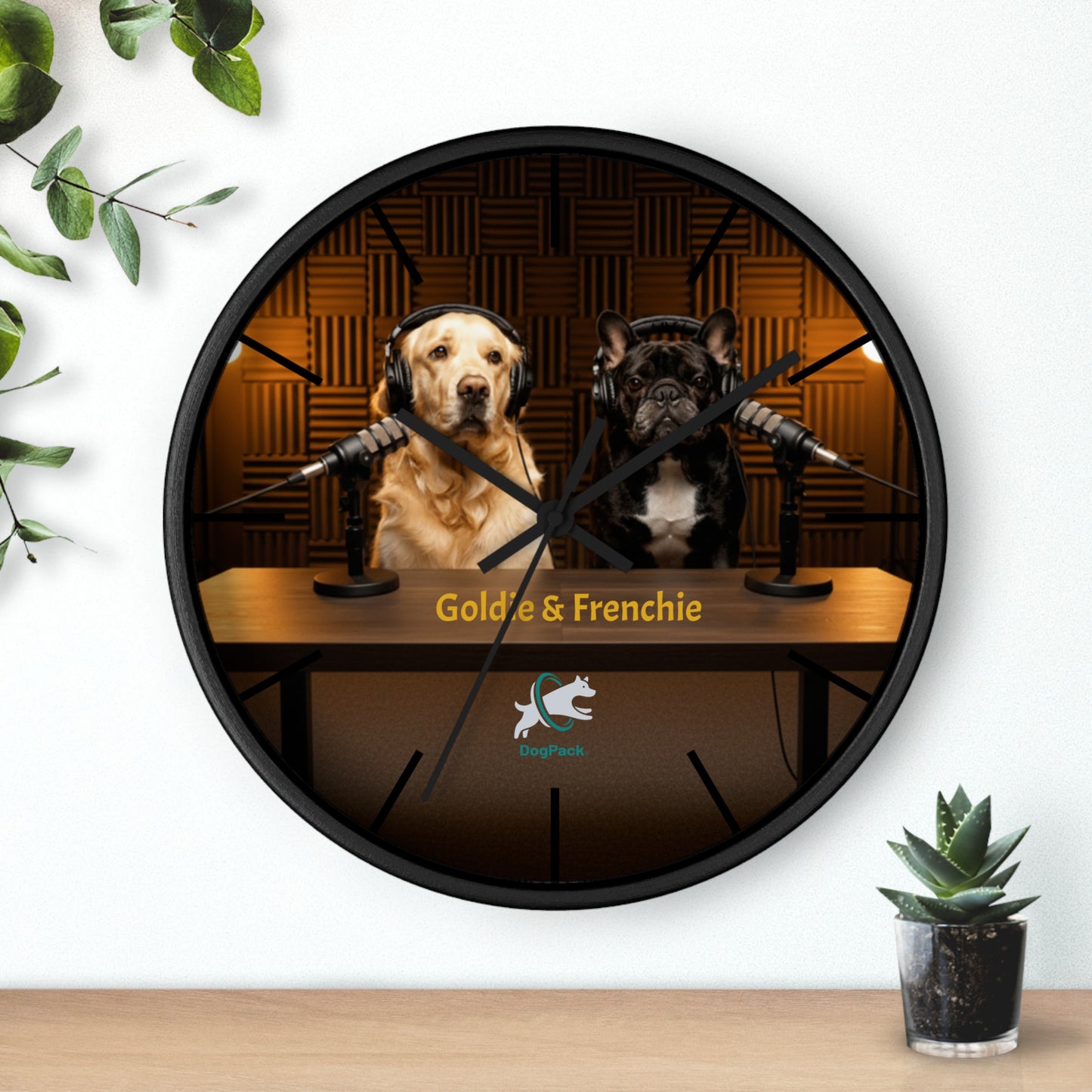 Goldie & Frenchie 'On-Air' Podcast Wall Clock