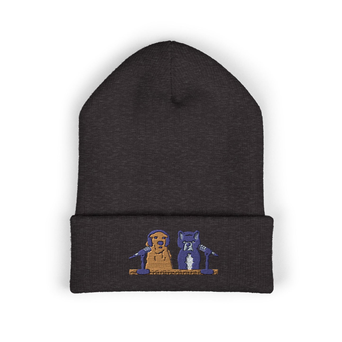 Embroidered Goldie & Frenchie Cuffed Beanie – Cozy Winter Hat with Cute Design