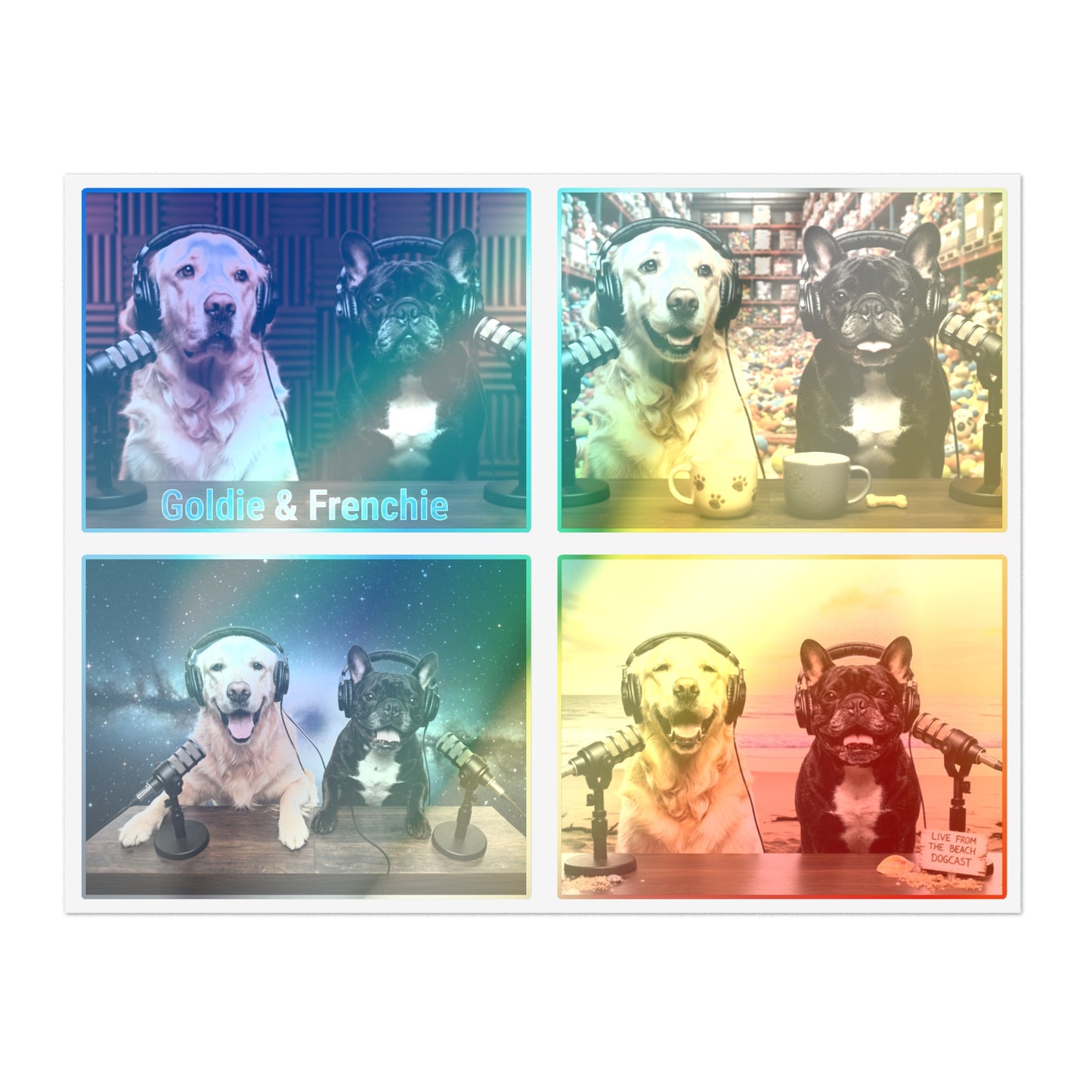 Goldie & Frenchie Sticker Sheet 40 Pack — 10 sheets of 4 stickers per sheet - Best Selling Designs