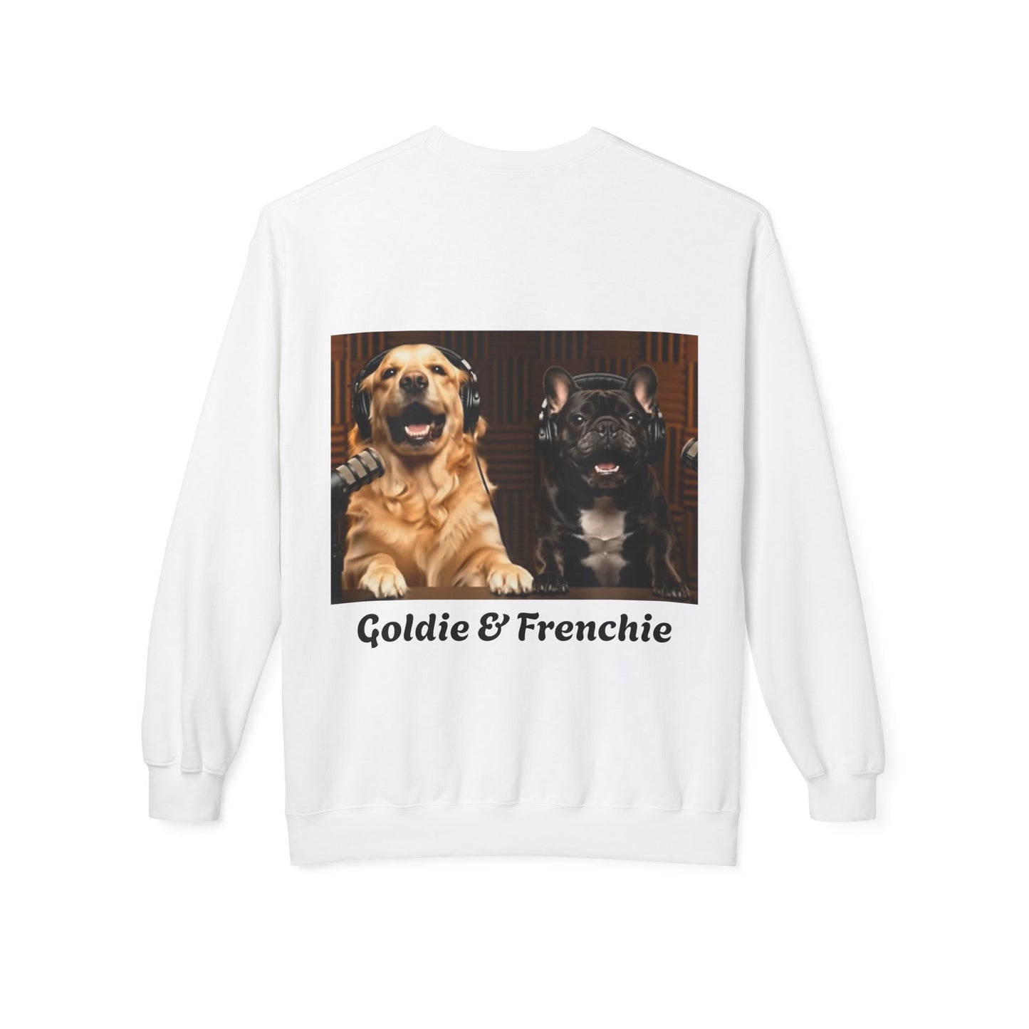Goldie & Frenchie Laughing Behind Your Back Softstyle Crewneck with DogPack Logo