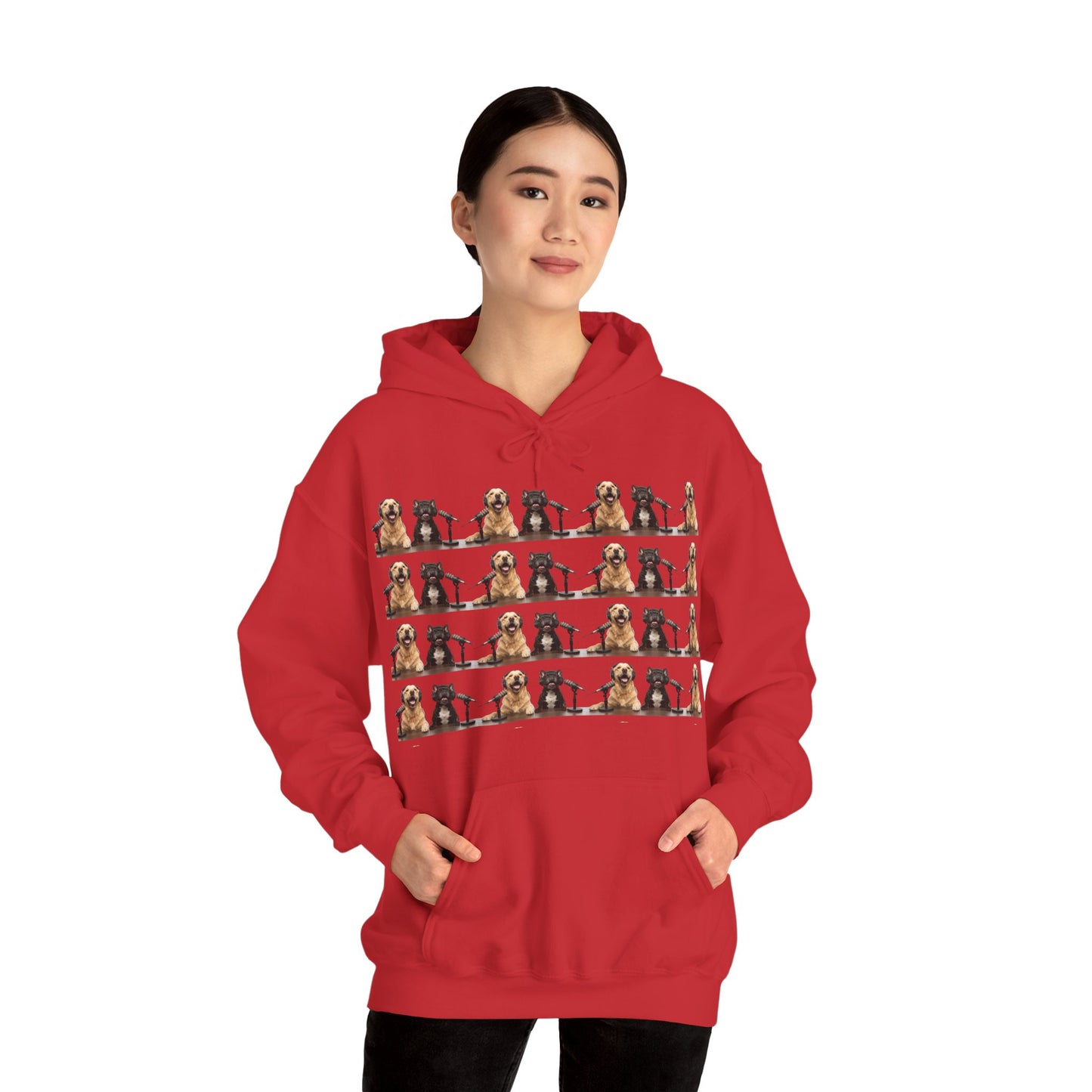 Goldie & Frenchie Repeating Pattern with UK Flag Hoodie — Front & Back Print - Ships from United Kingdom