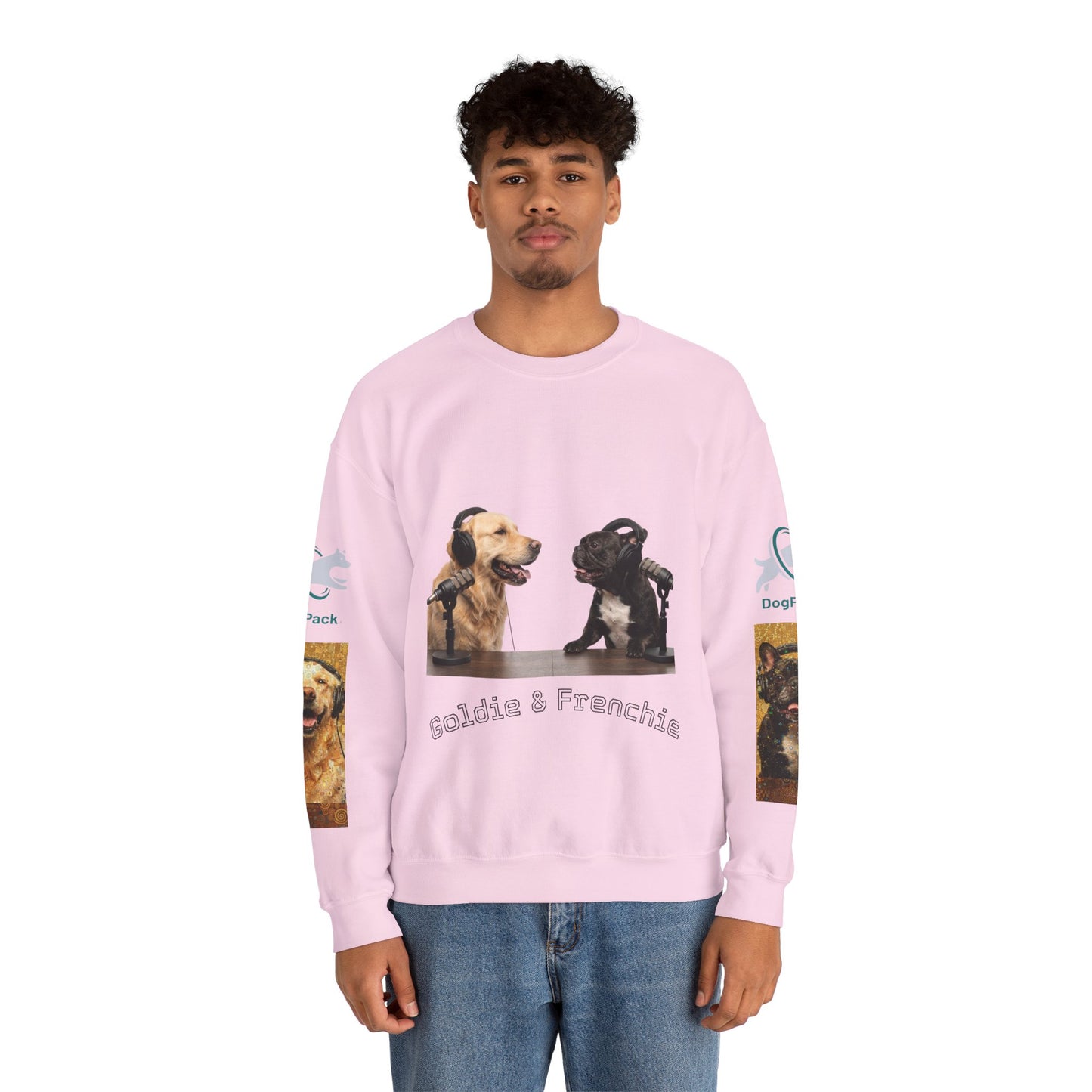 Goldie & Frenchie Chatting Crewneck with Klimt style G&F sleeves
