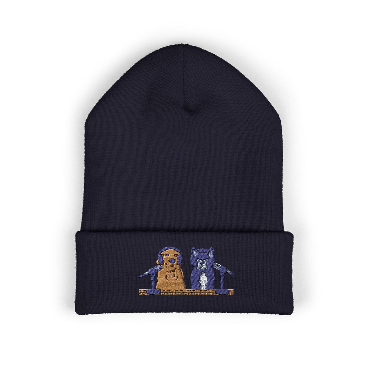 Embroidered Goldie & Frenchie Cuffed Beanie – Cozy Winter Hat with Cute Design