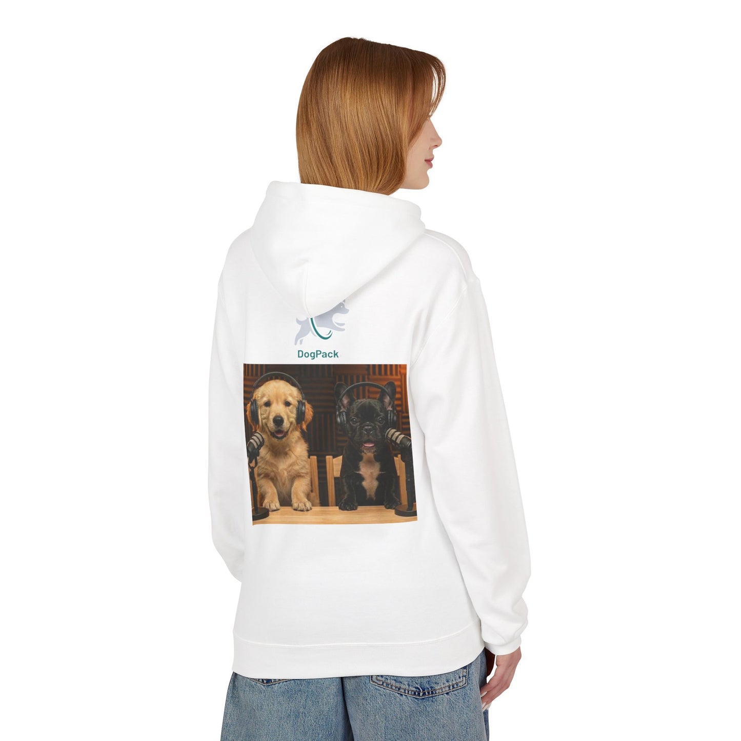 Puppies Goldie & Frenchie Front and Back Print - Soft Style Podcast Hoodie