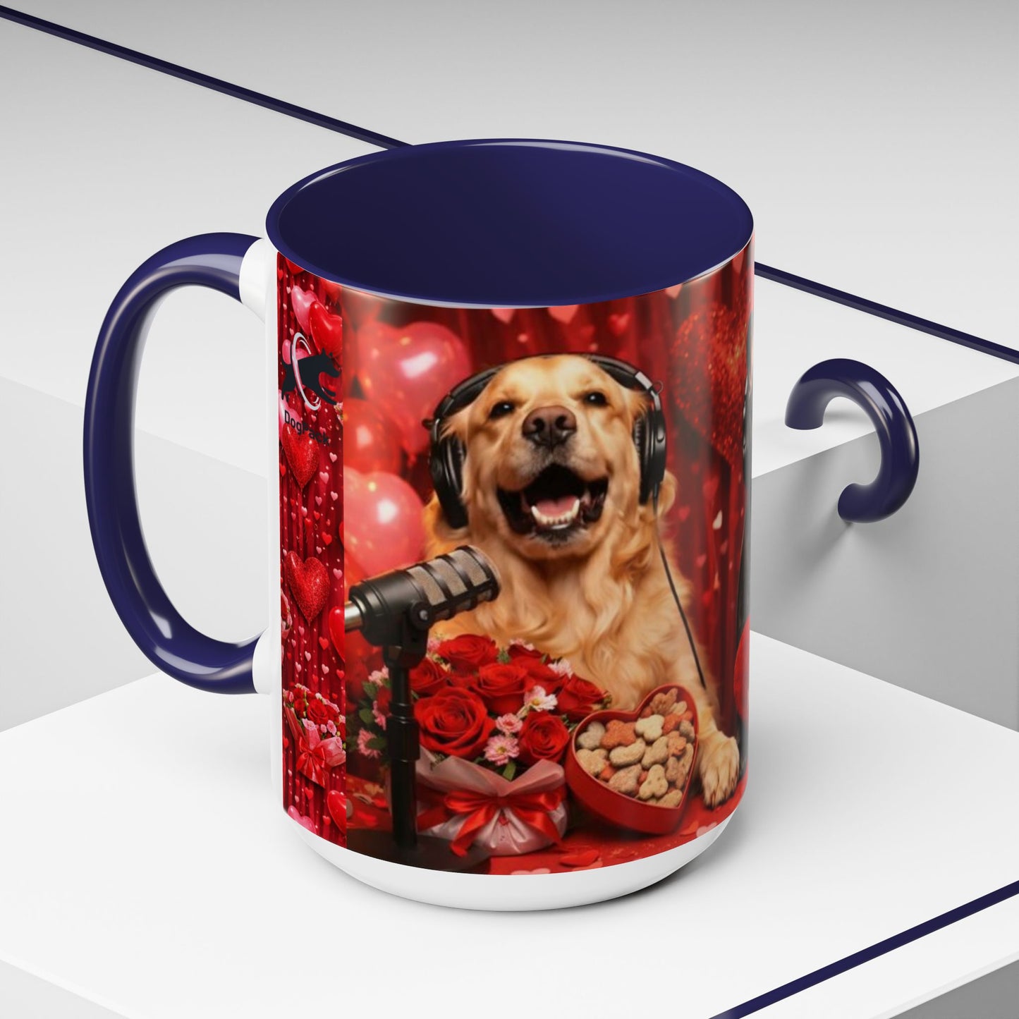 Goldie & Frenchie 'Valentines Day' Accent Coffee Mug – Choose your Color Interior (11/15oz)