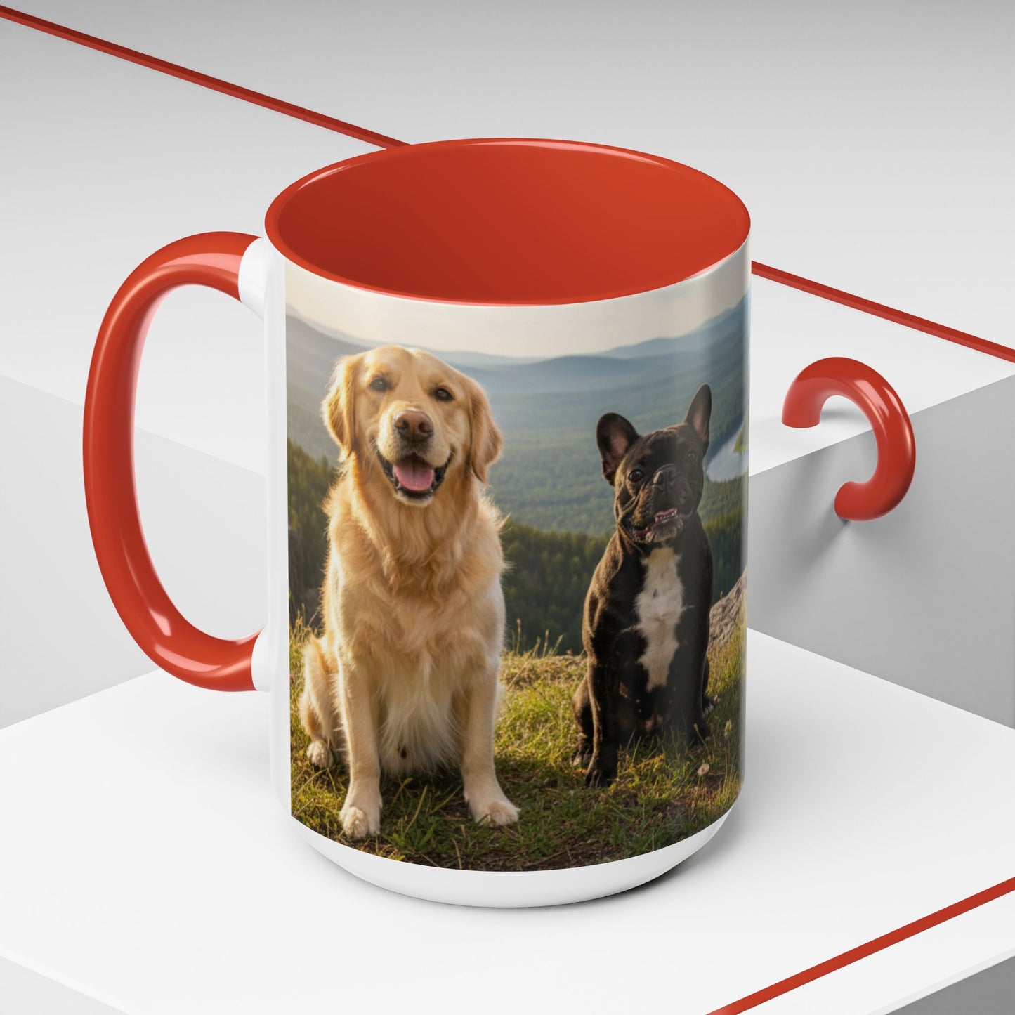 Goldie & Frenchie Take the Day Off Accent Coffee Mug – Out on a Hike (11/15oz)