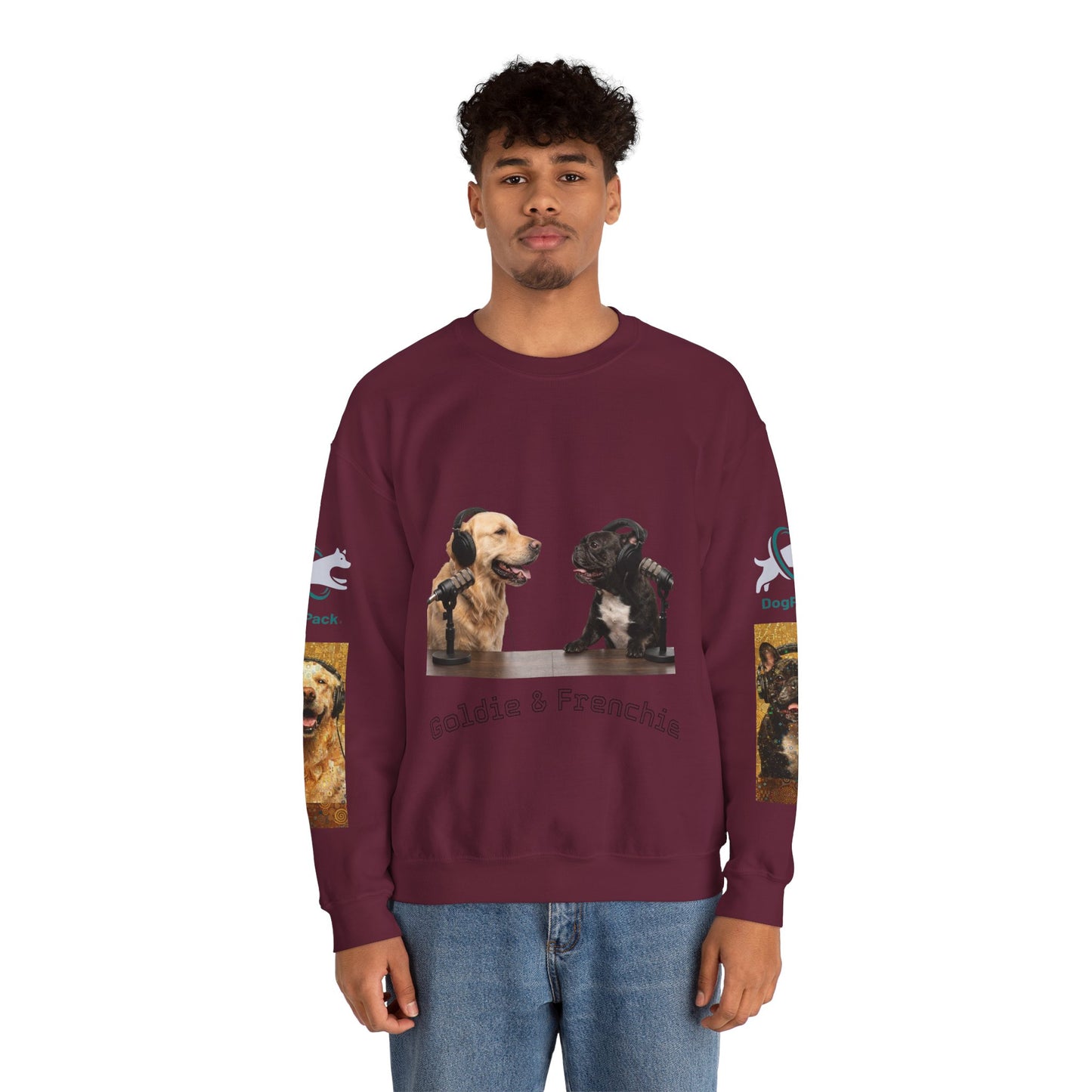 Goldie & Frenchie Chatting Crewneck with Klimt style G&F sleeves