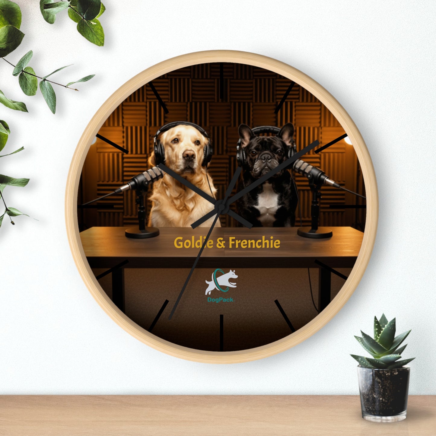 Goldie & Frenchie 'On-Air' Podcast Wall Clock