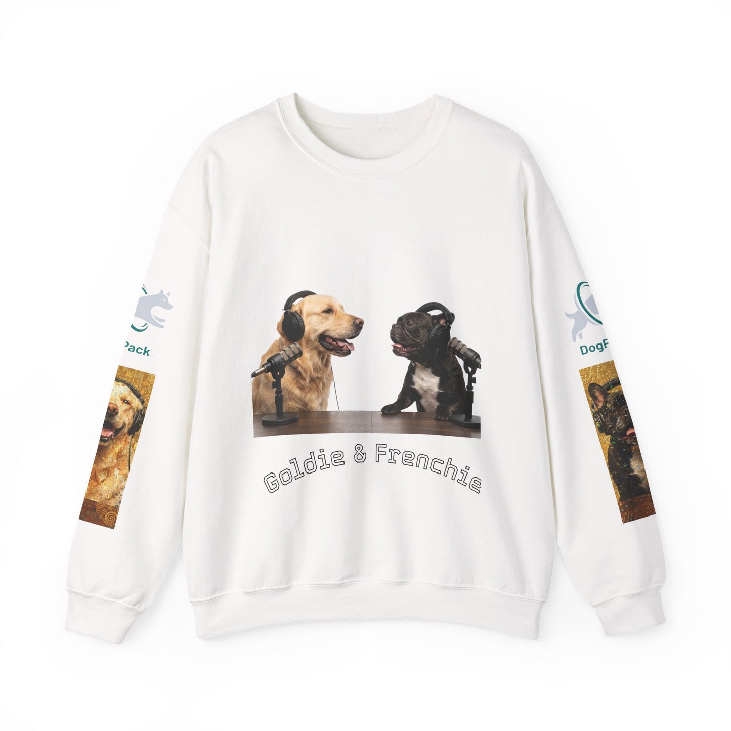 Goldie & Frenchie Chatting Crewneck with Klimt style G&F sleeves