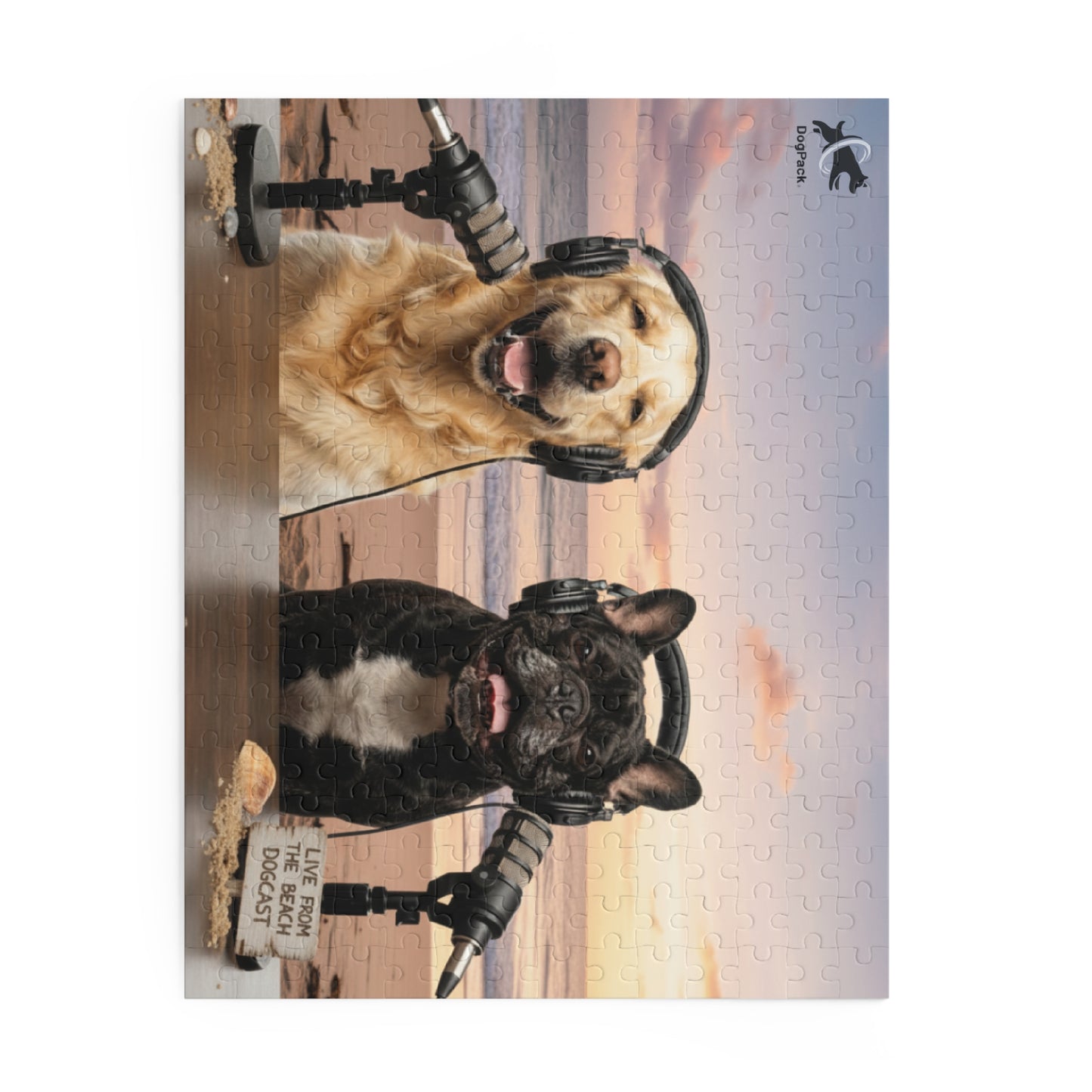 Goldie & Frenchie 'Working on the Beach' Puzzle - 120/252/500 - Piece Jigsaw Puzzle