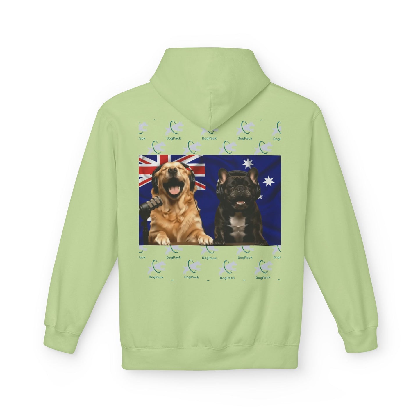 Goldie & Frenchie Repeating Pattern with Australia Flag Hoodie — Front & Back Print - Ships from Australia + New Zealand