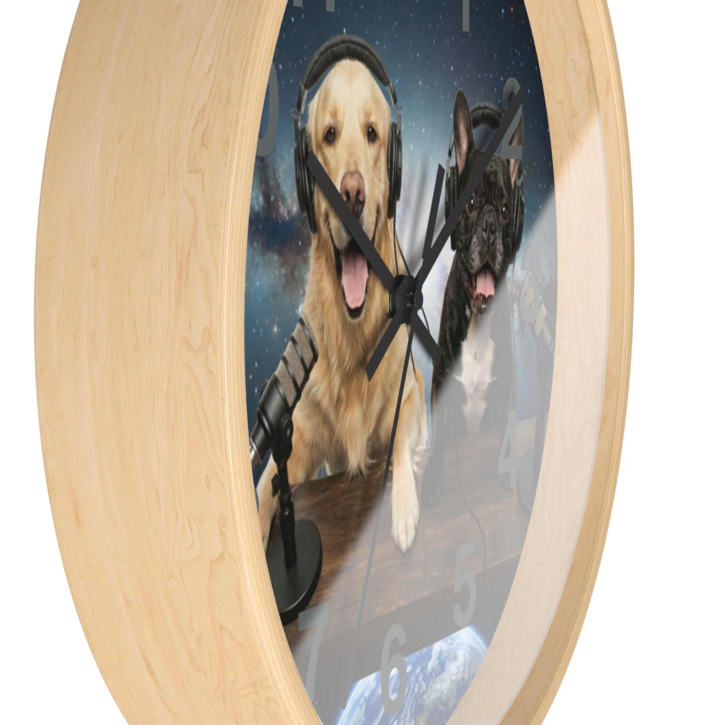 Goldie & Frenchie 'Broadcasting from Space' Wall Clock