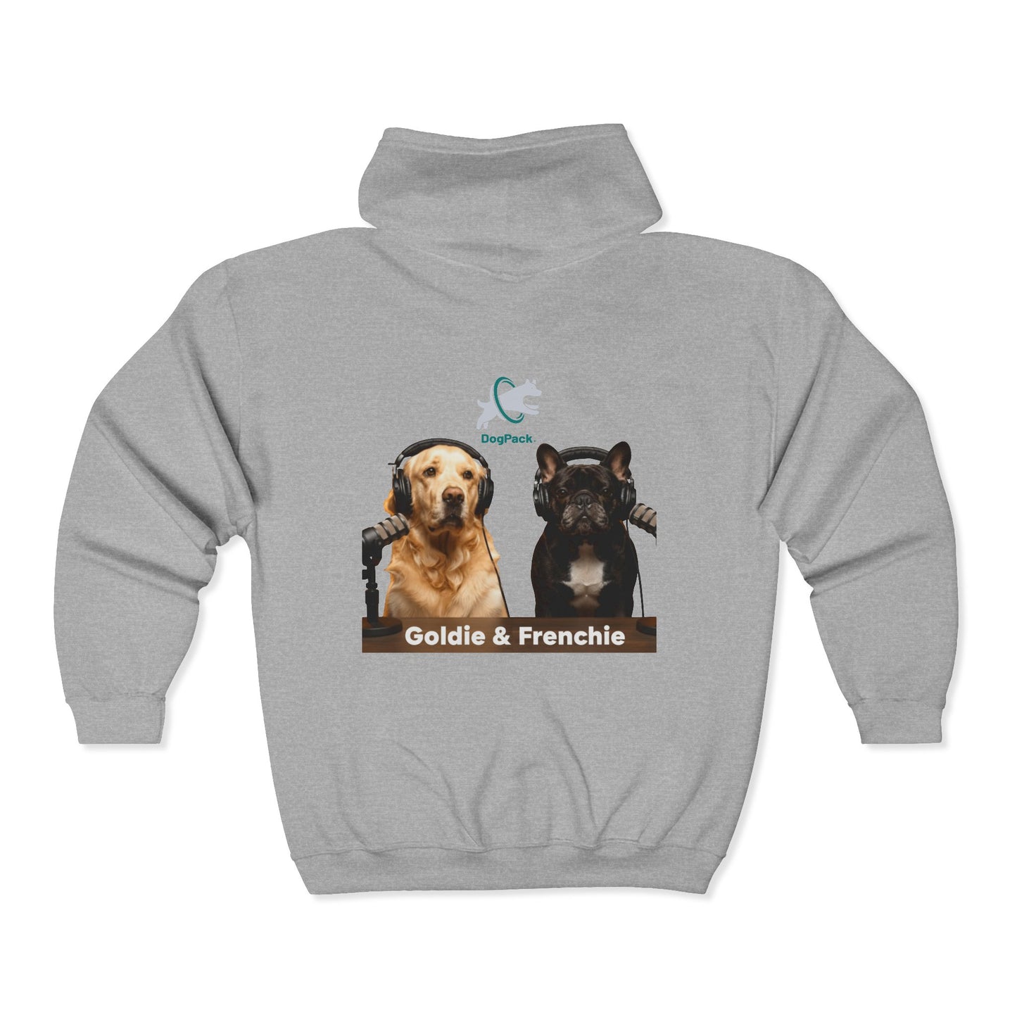 Goldie & Frenchie Podcast Full-Zip Hoodie - Front and Back - Ships from Australia + New Zealand