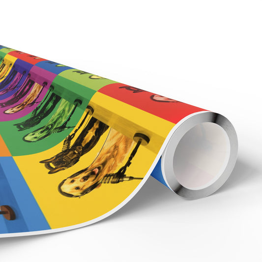 Goldie & Frenchie Pop Art Wrapping Paper Roll — Colorful Warhol Inspired Gift Wrap