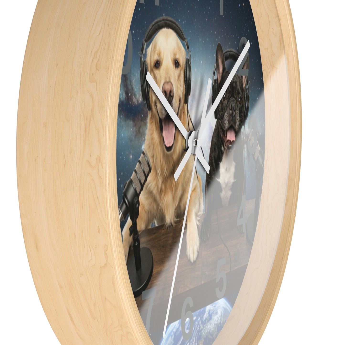 Goldie & Frenchie 'Broadcasting from Space' Wall Clock