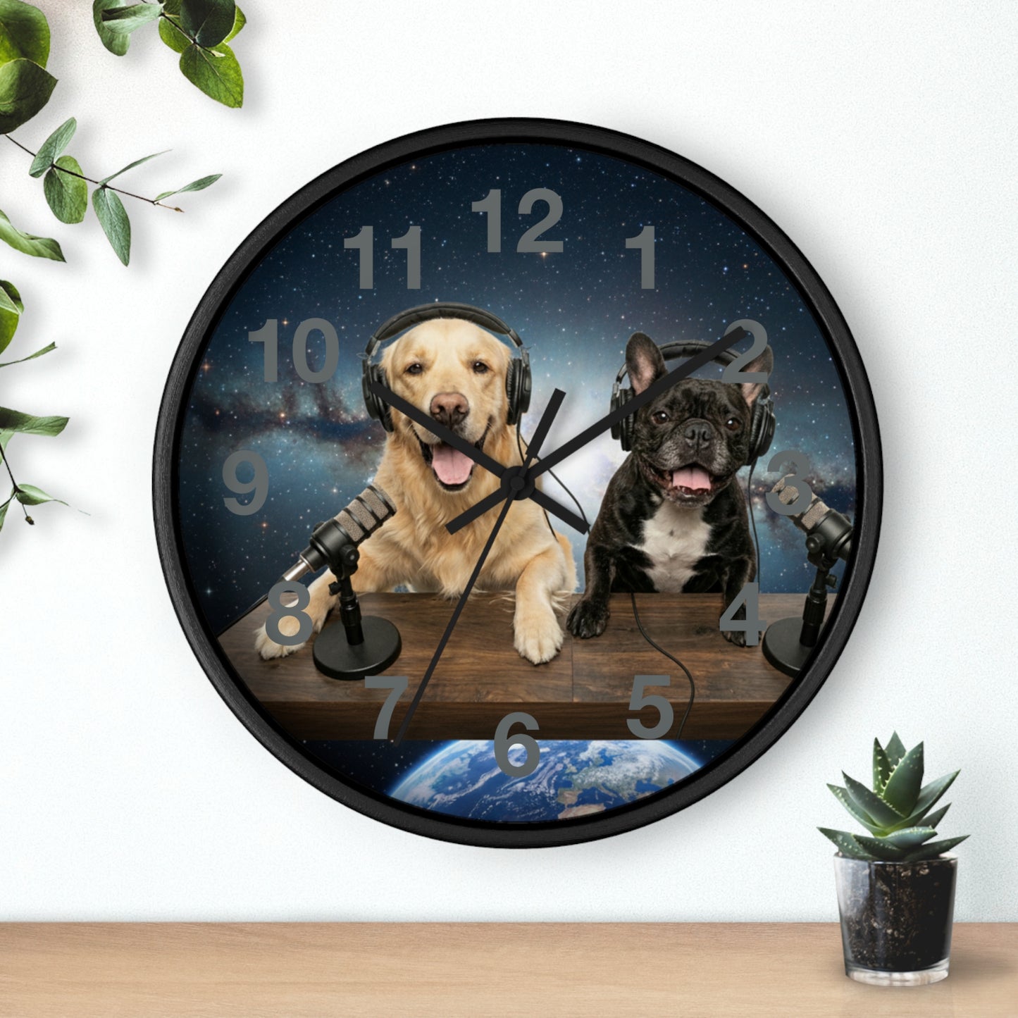 Goldie & Frenchie 'Broadcasting from Space' Wall Clock