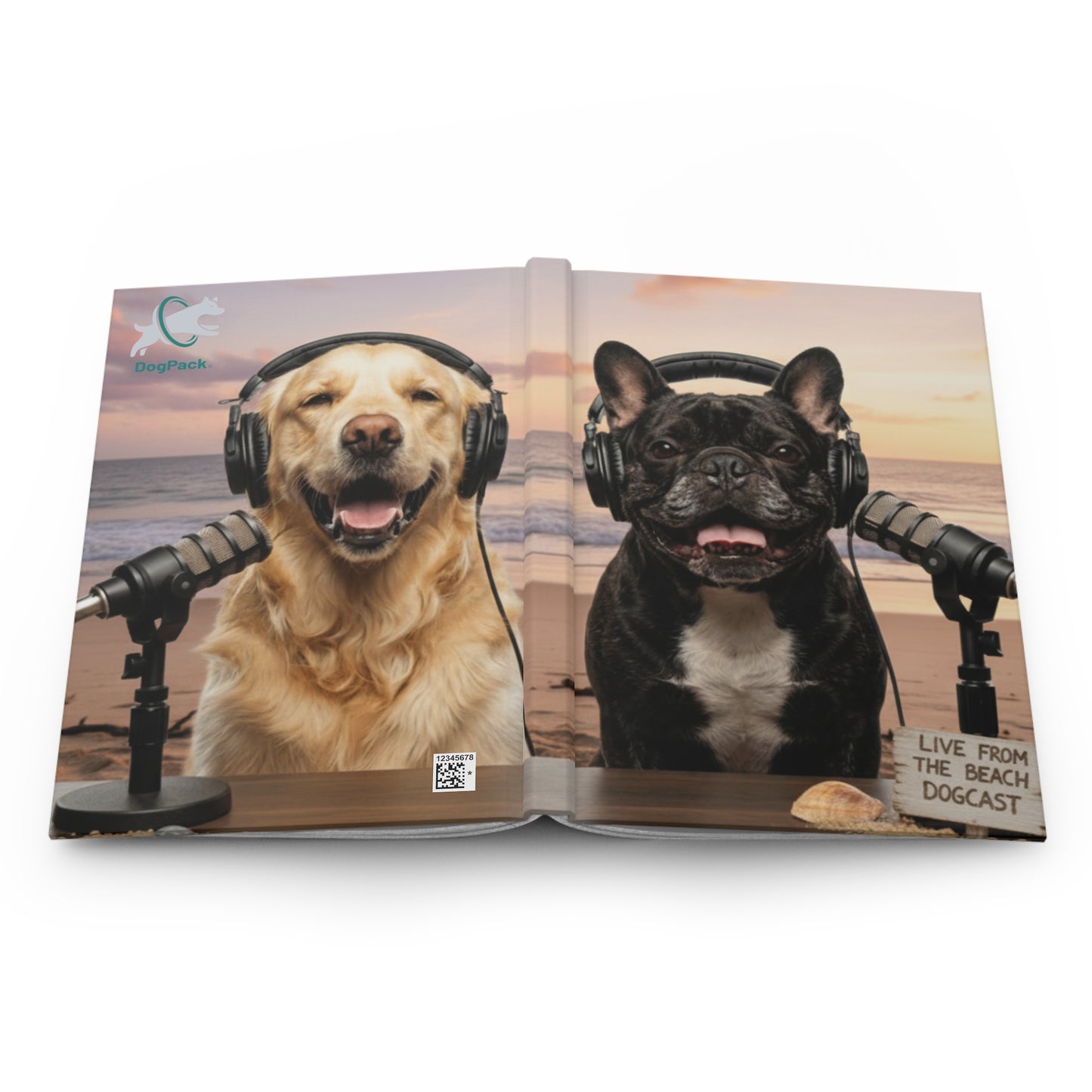 Goldie & Frenchie 'Working on the Beach' Hardcover Journal