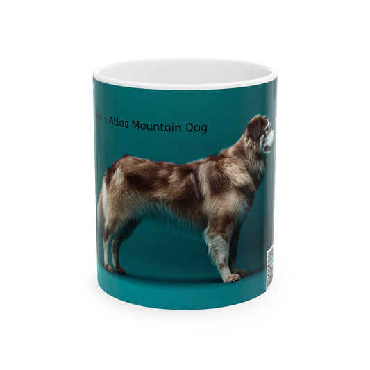 Aidi Atlas Mountain Dog Ceramic Mug — Teal Colored Dog Portrait Coffee Cup (11oz, 15oz)