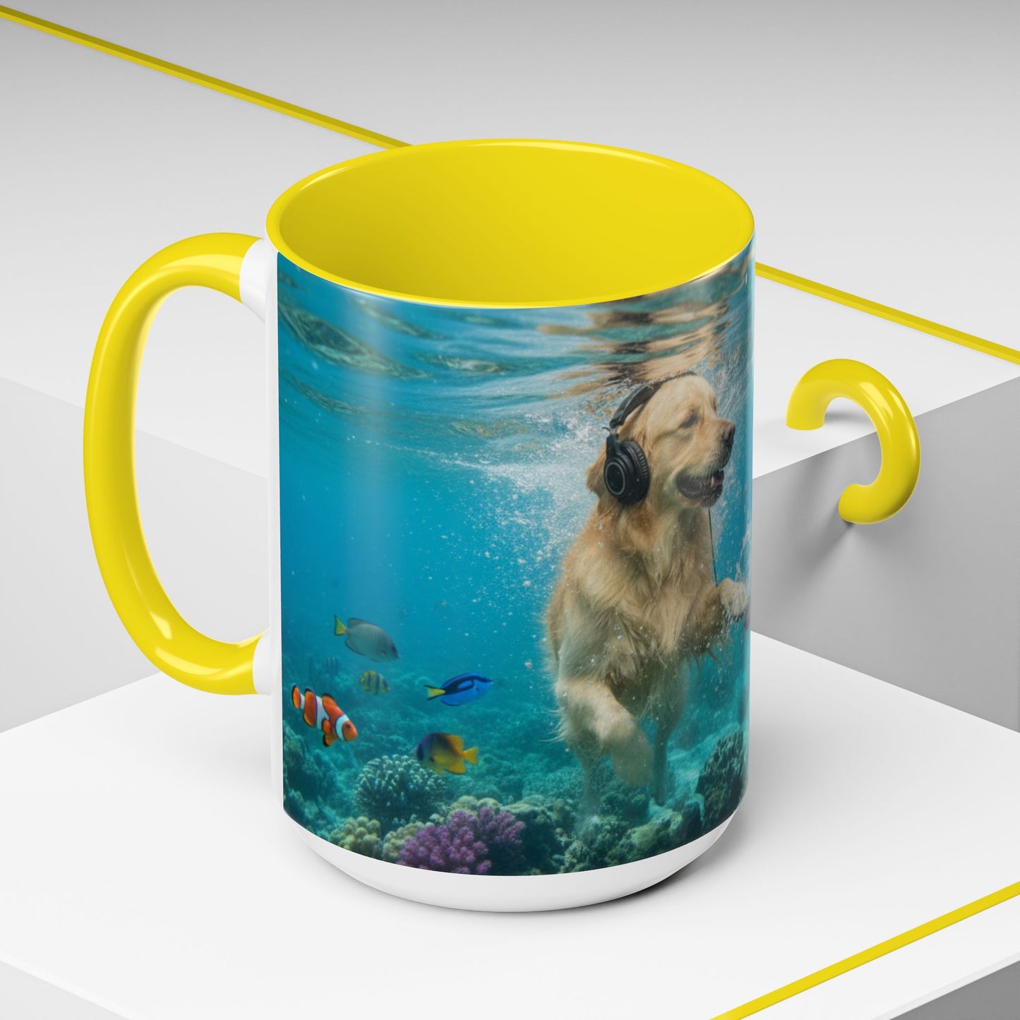 Goldie & Frenchie 'Let's go Deep' Accent Coffee Mug – Choose your Color Interior (11/15oz)