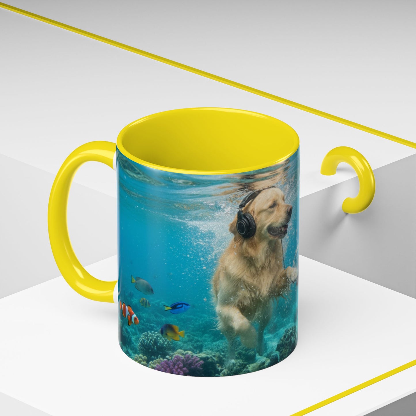 Goldie & Frenchie 'Let's go Deep' Accent Coffee Mug – Choose your Color Interior (11/15oz)