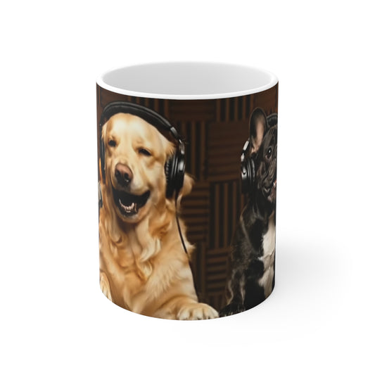 Goldie & Frenchie Laughing On-Air Podcast Mug — 11oz Quality Ceramic - Ships from Australia + New Zealand