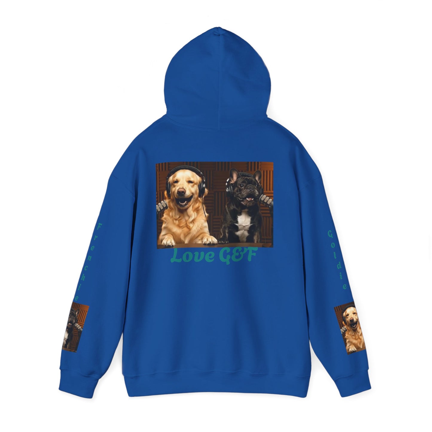 Goldie & Frenchie Hoodie — "Love G&F" Back and Front