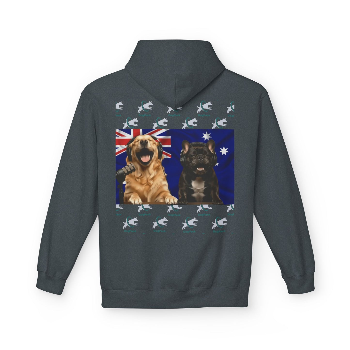 Goldie & Frenchie Repeating Pattern with Australia Flag Hoodie — Front & Back Print - Ships from Australia + New Zealand