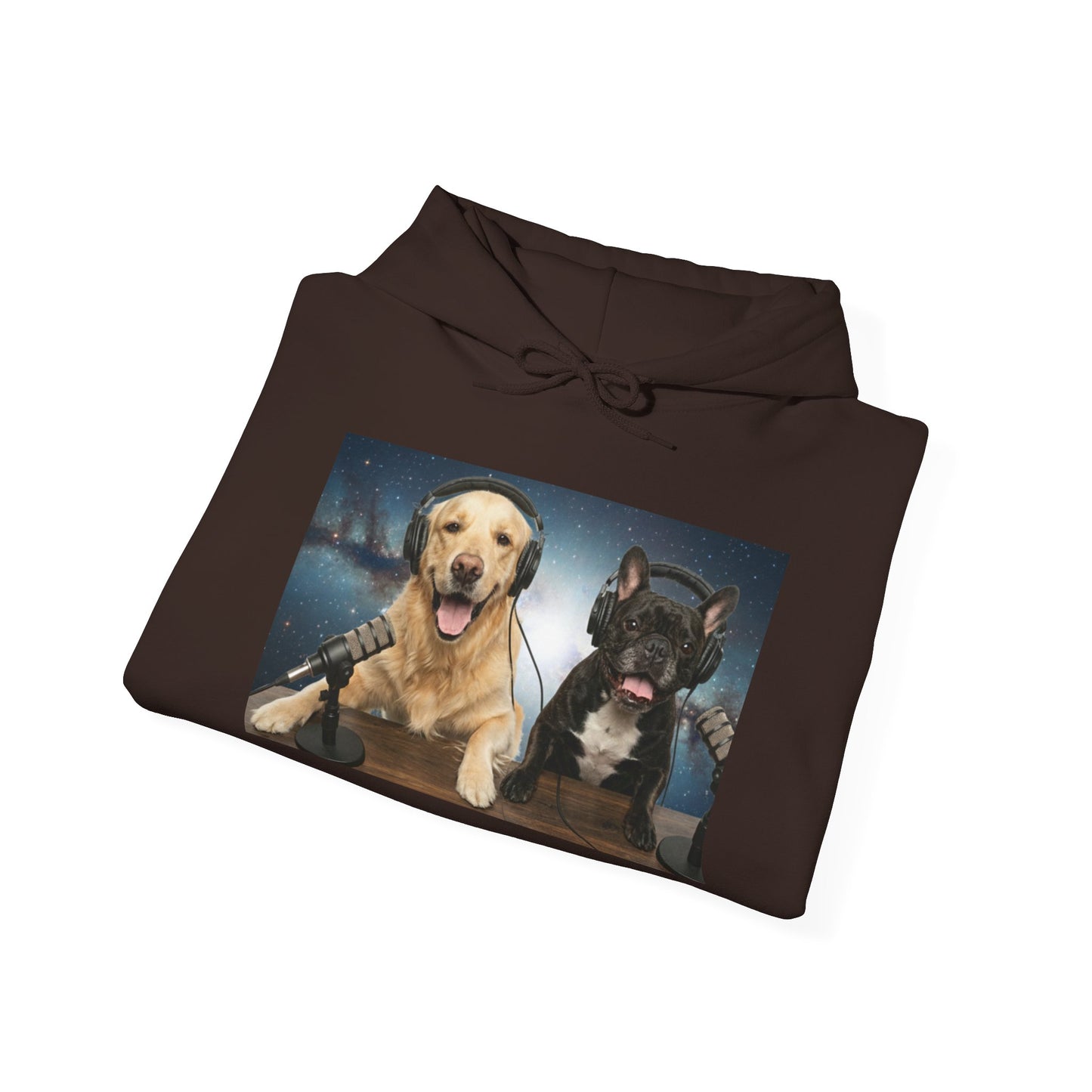 Goldie & Frenchie Cozy Hoodie Broadcasting from Space