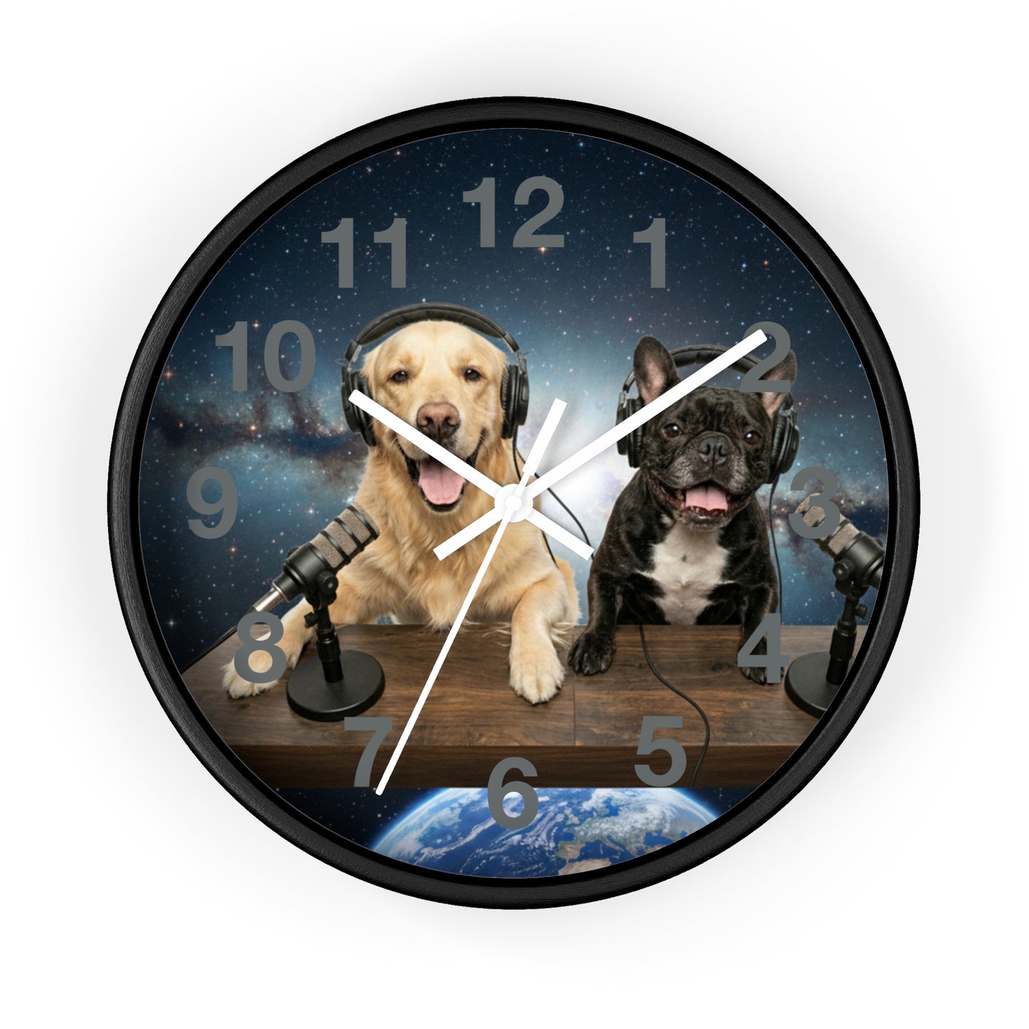Goldie & Frenchie 'Broadcasting from Space' Wall Clock